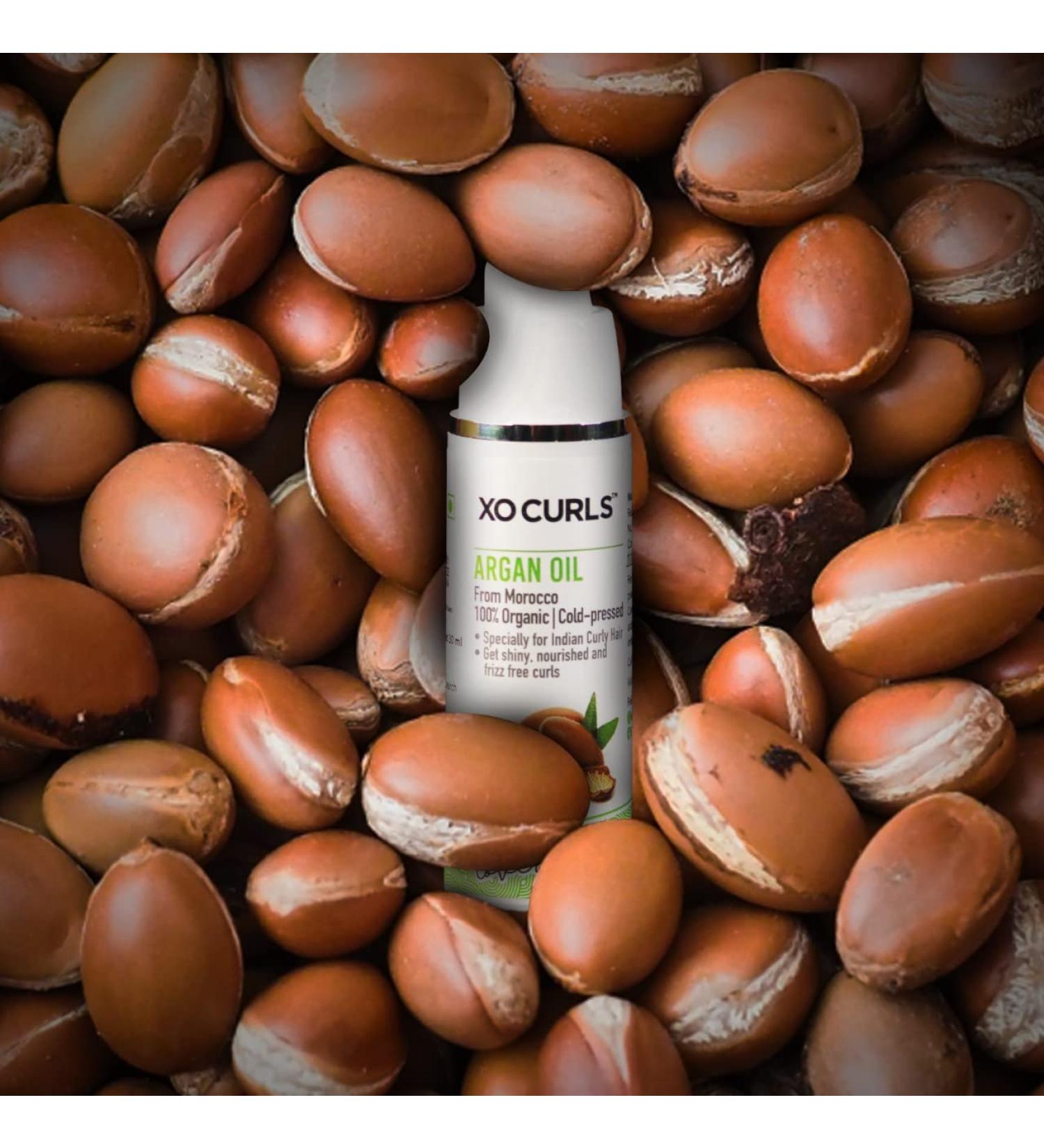 XO Curls Cold-Pressed Organic Argan Oil - Pure & Natural Hair Treatment - Buy Online on GoSupps.com