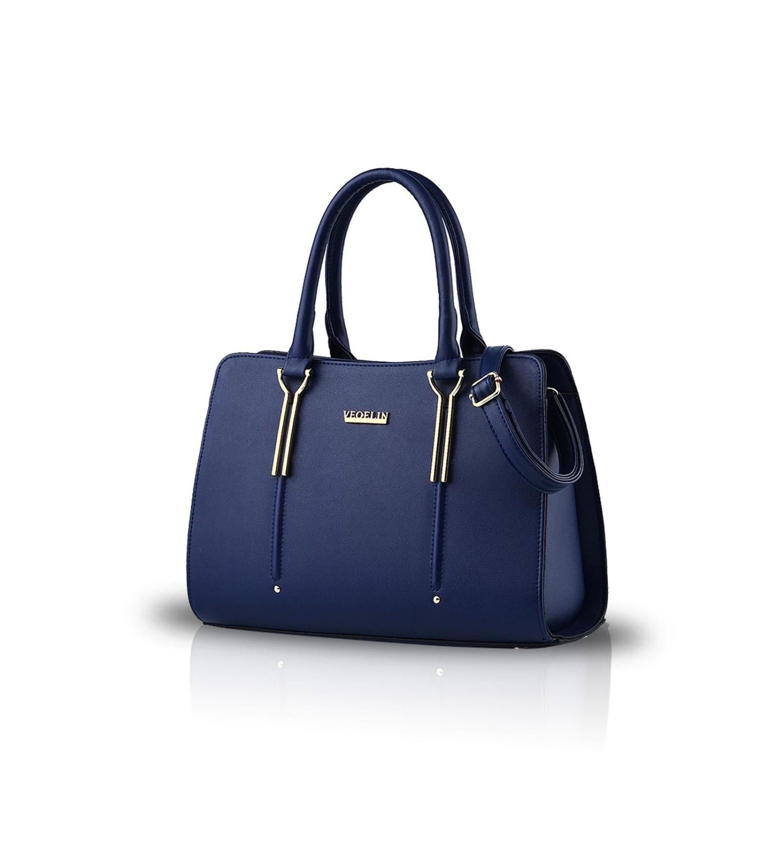 Nicole&Doris Embossed Fashion Travel Bags - PU Leather Backpack for Girls - Navy Blue School Handbag - Buy Online on GoSupps.com