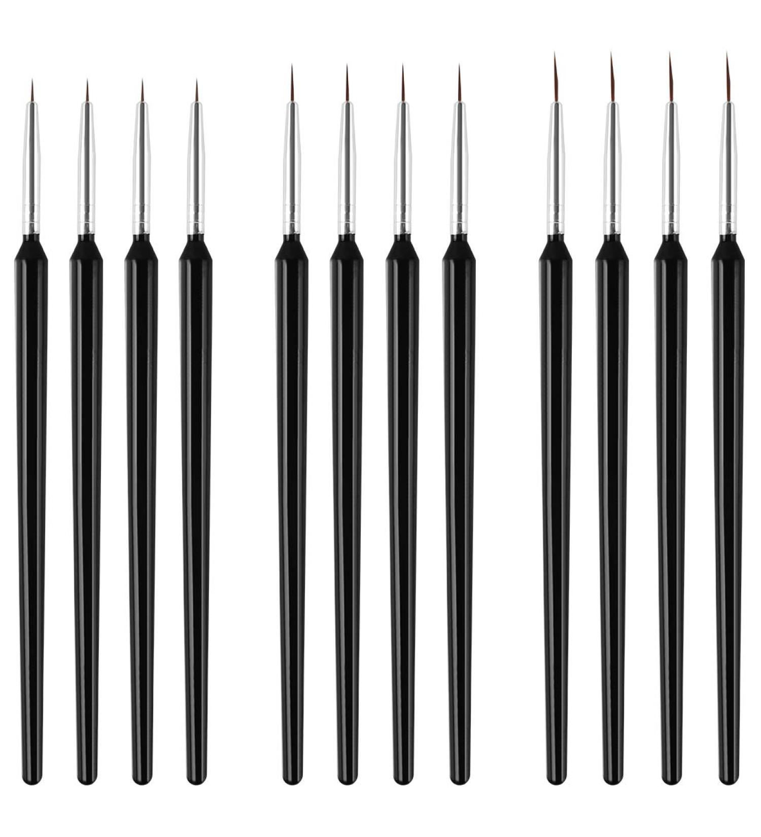 Shop Dadabig 12-Piece Professional Nail Art Brush Set Detailed Nail Design Tools for Women | 3 Sizes Black | Perfect for Nail Studios & Artists - Buy Online on GoSupps.com