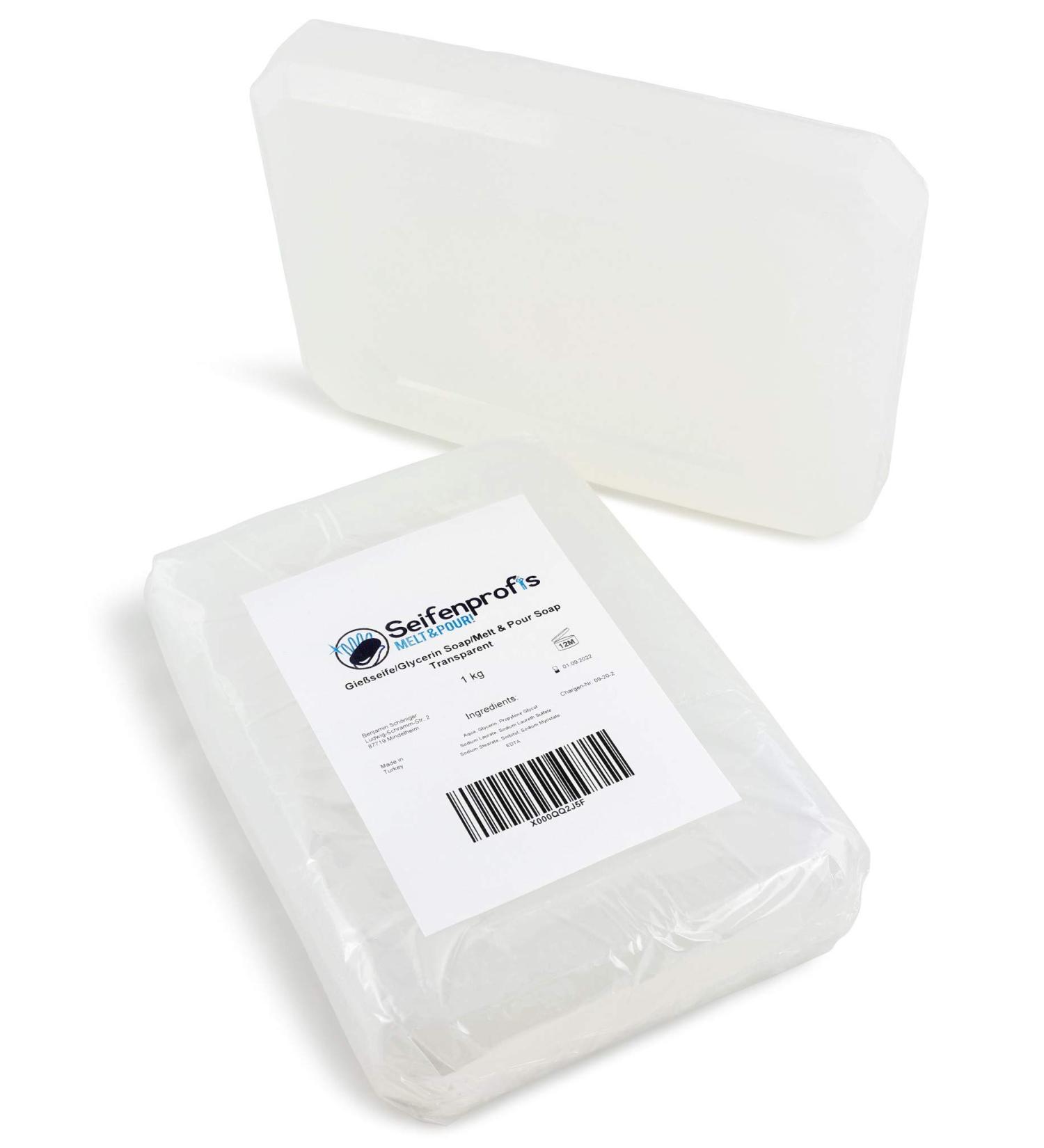 Seifenprofis - savon transparent (1kg) Base de savon brut la glyc rine - sans SLS+SCS 100% v g tal pour le moulage du savon 1 unit (Lot de 1) - Buy Online on GoSupps.com