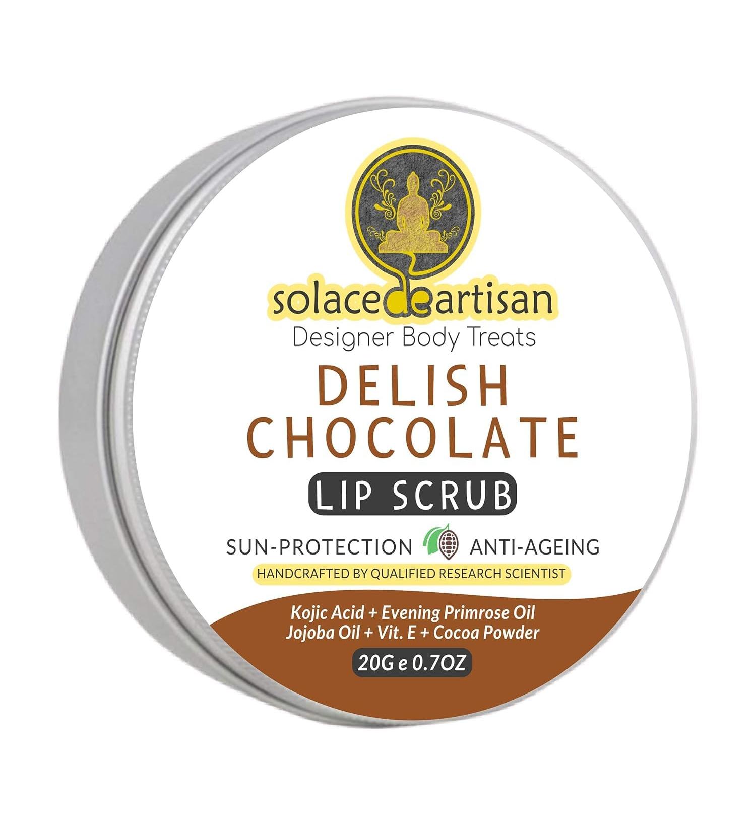 Delish Chocolate Lip Scrub - Anti-Aging Sun Protection Reduces Fine Lines & Restores Dull Lips | 20g - Buy Online on GoSupps.com
