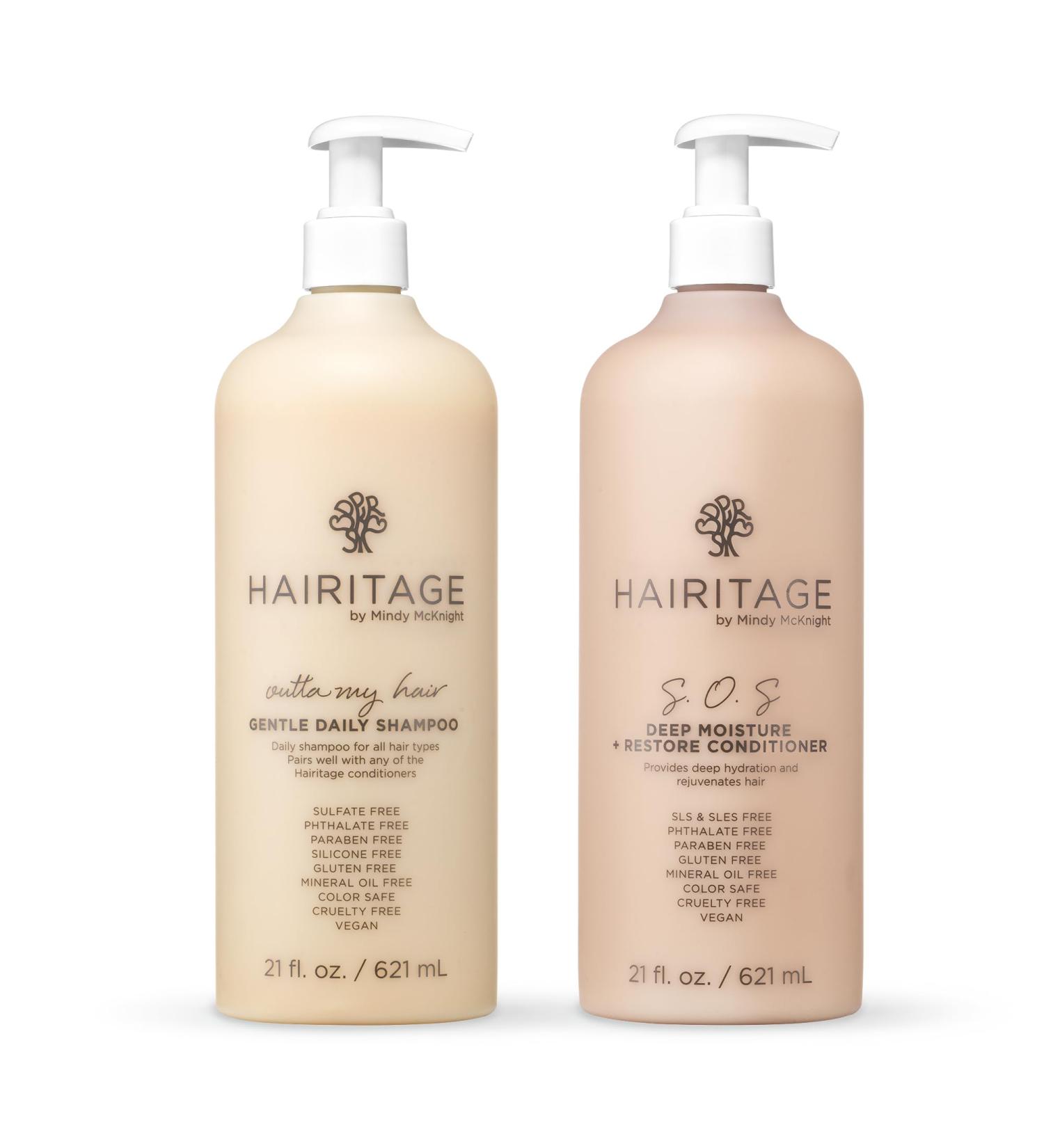 Hairitage Outta My Hair 1L Shampoo & Conditioner Set - Gentle Moisture for All Hair Types 1A-4C with Jojoba Oil & Signature Fragrance | International Shipping - Buy Online on GoSupps.com