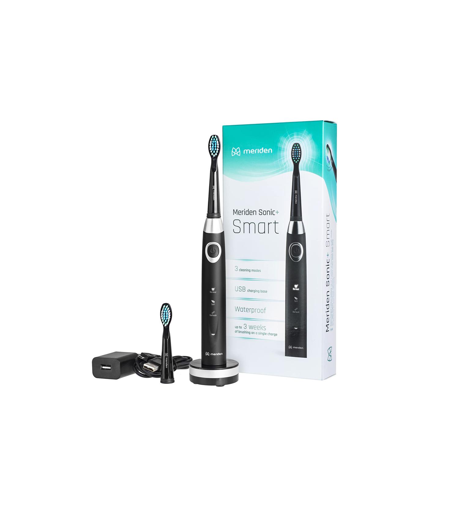 Merid Sonic Travel Toothbrush with Holder - Smart 3 Modes Timer USB Cable & EU Adapter - Black 1 Pack - Buy Online on GoSupps.com