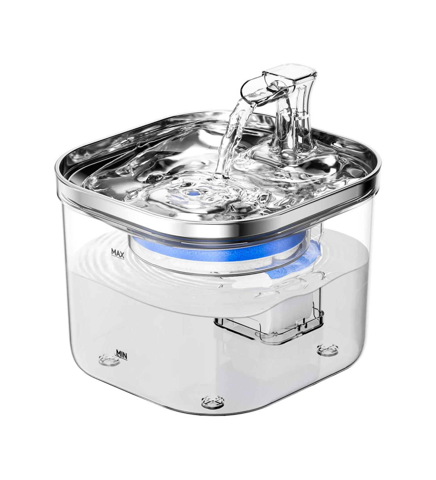 68oz 304 Stainless Steel Cat Water Fountain with 3 Filters | Automatic Pet Dispenser | Quiet Electric Drinking Fountain for Small Dogs and Multiple Pets - Buy Online on GoSupps.com