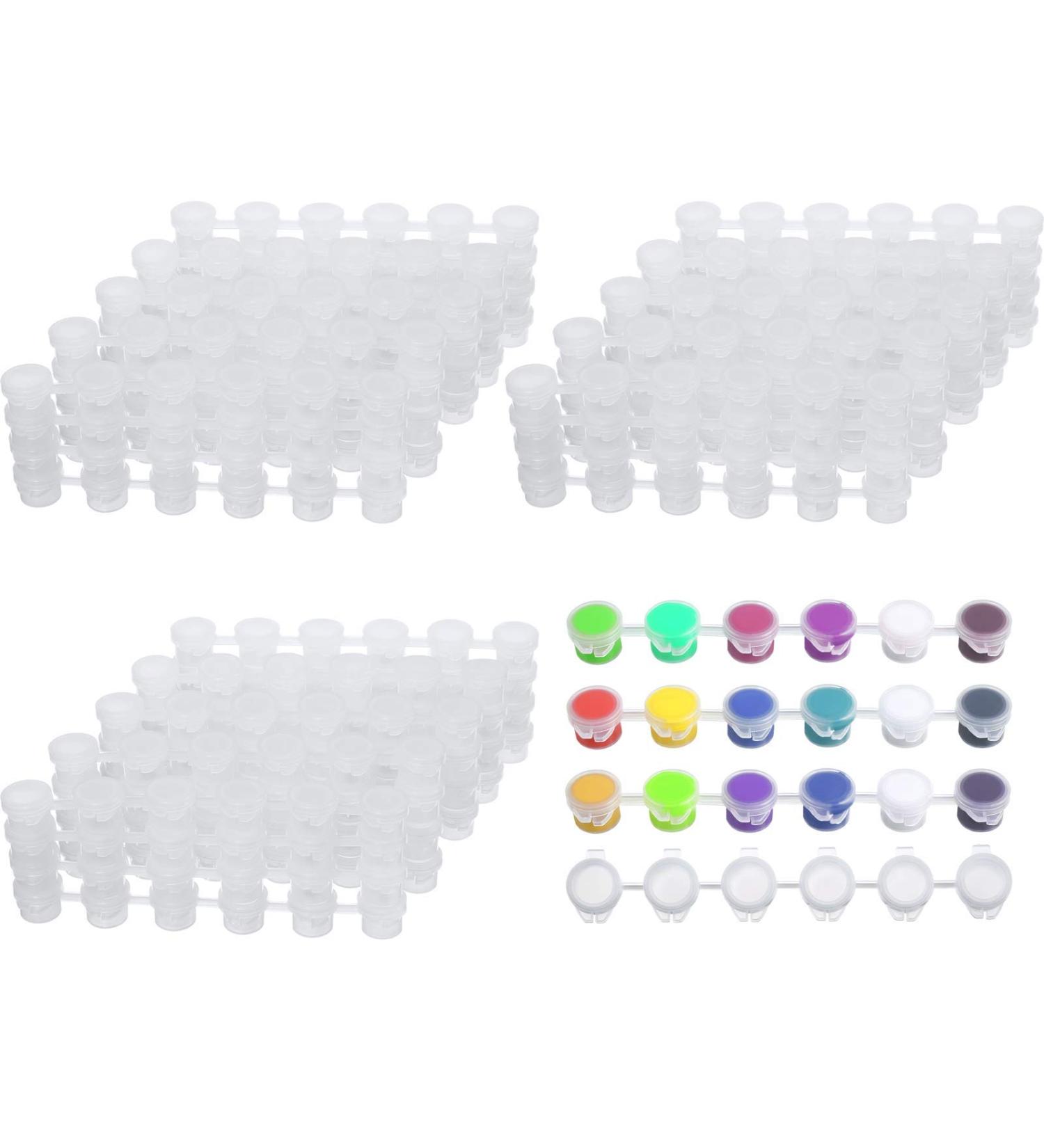 150 Strips 900 Pots Empty Paint Strips Paint Cup Pots Mini Strips Clear Plastic Storage Containers with Lids Art Painting Craft Supplies for Classrooms Schools Paintings Art Festivals (3 ml) - Buy Online on GoSupps.com