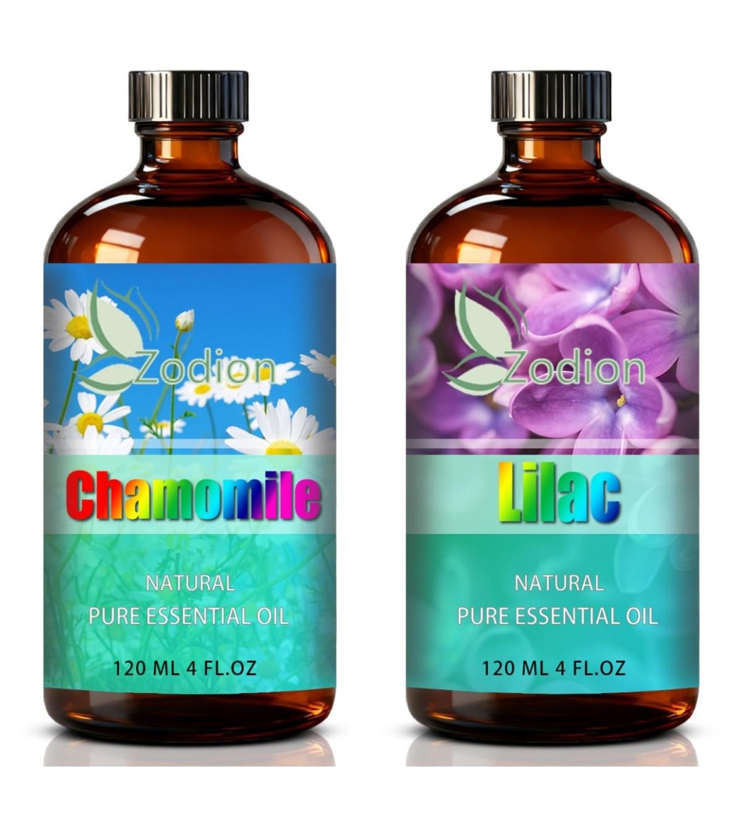 Lilac Essential Oil 4 Fl Oz and Chamomile Essential Oil 4 Fl Oz - Lilac & Chamomile Oil for Diffuser Aromatherapy Home Fragrance Skin & Hair Care DIY Candle & Soap Making Yoga - Buy Online on GoSupps.com
