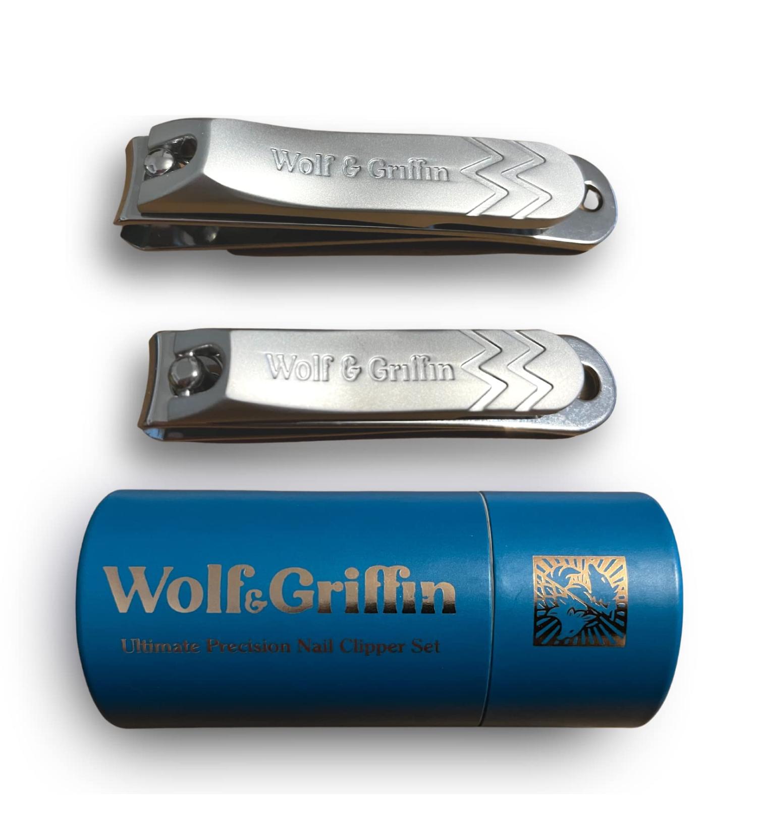 Wolf & Griffin Ultimate Precision 2-Piece Nail Clipper Set - Stainless Steel Professional Kit for Fingernails & Toenails - Men & Women - Buy Online on GoSupps.com