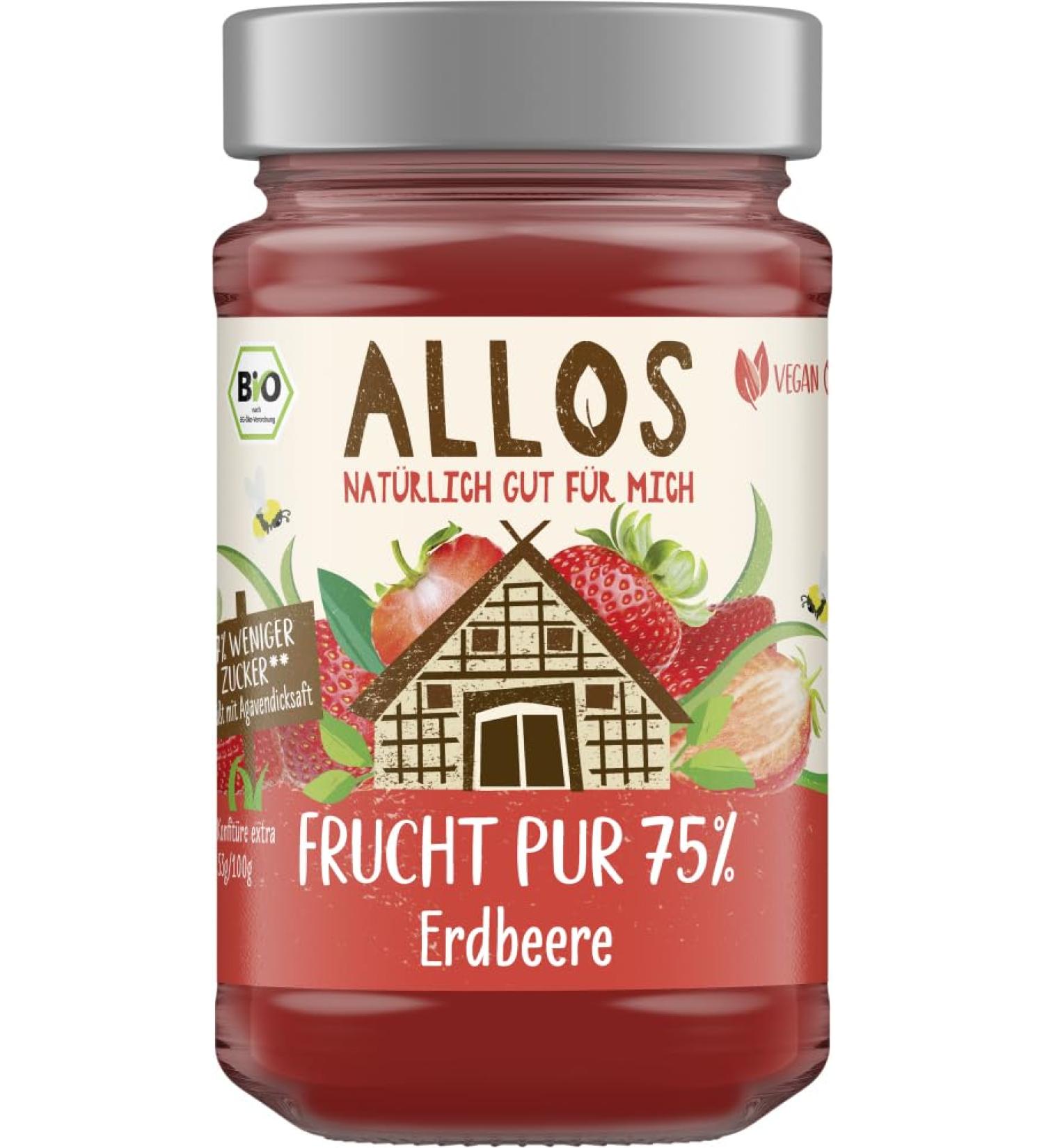 Allos Pure Organic Fruit 75% Strawberry (6 x 250g)