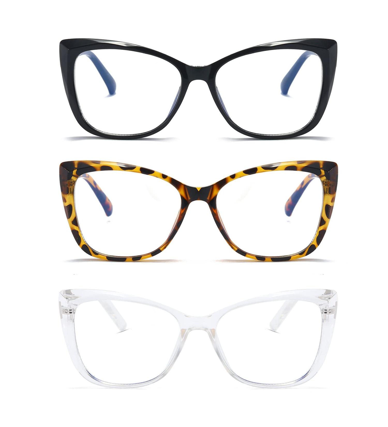 PRTCSLWD Reading Glasses for Women 3 Pack Cat Eye Oversized Blue Light Blocking Glasses +1.5 3pcs-black/Tortoiseshell/Transparent 1.5 x - Buy Online on GoSupps.com