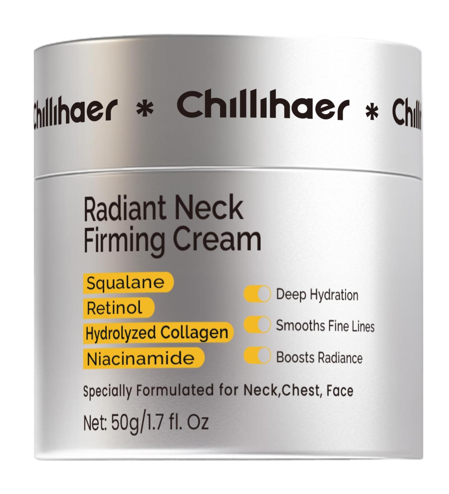 Chillihaer 8-in-1 Radiant Neck Firming Cream, Tighten and Lift Neck Wrinkle Cream, Collagen Retinol Face and Chest Firming Tightening for Women and Men with Sagging Crepey Skin Over 50 & 60 - Buy Online on GoSupps.com