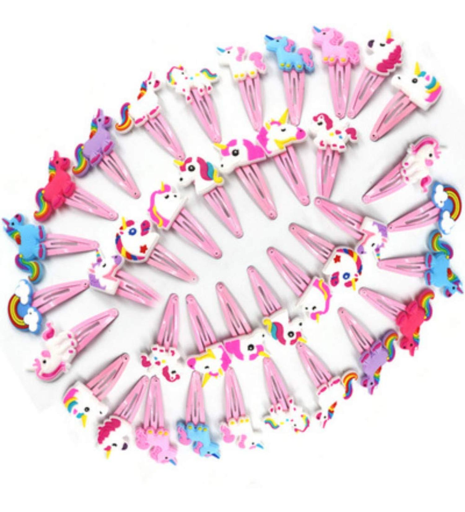 38 Pieces Unicorn Pattern Hair Clips 1.8 inch Anti-slip Snap Hair Clips Barrettes Hairpins for Baby Girls Unicorn Party Supplies - Buy Online on GoSupps.com