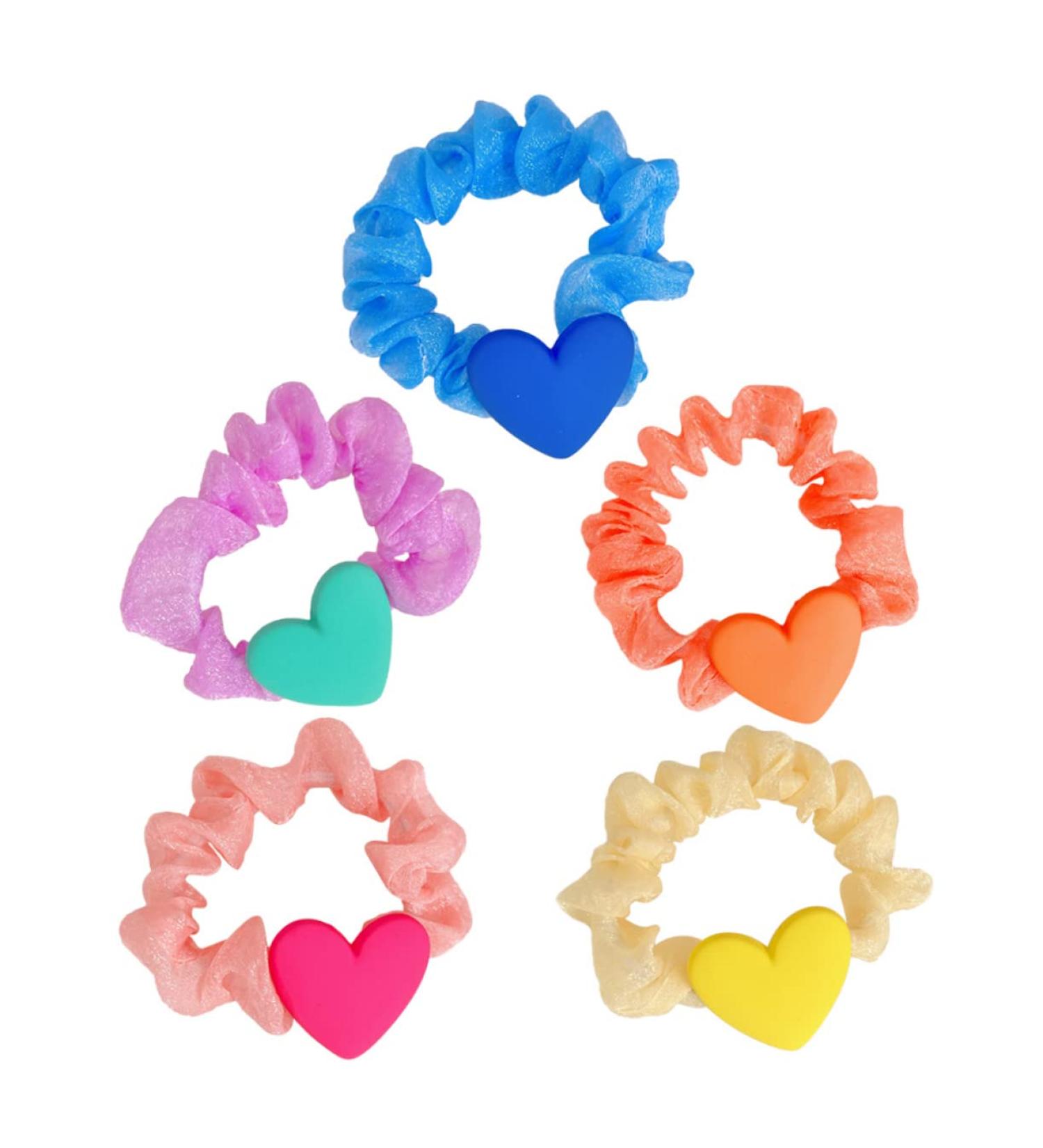 FRCOLOR Girl Hair Ties Heart Ruffled Hair Tie Heart Charm Hair Tie hair Women Scrunchies hair ties for girls scrunchies for women Ponytail Holders women's sweet cloth hair - Buy Online on GoSupps.com