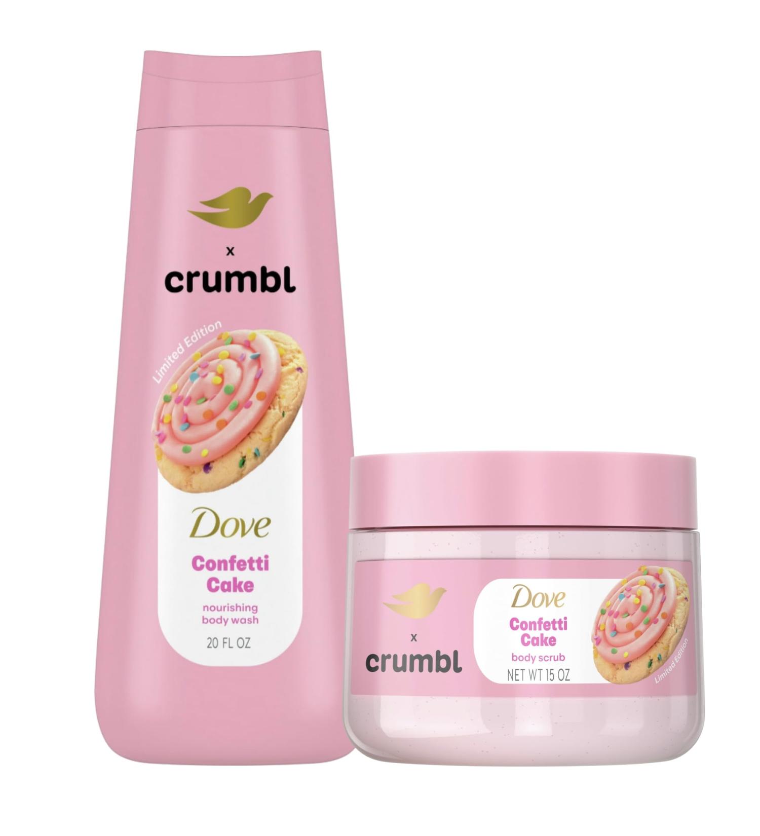 Dove Moisturizing Body Wash & Scrub | Confetti Cake Scent | 20oz Wash + 15oz Scrub | Limited Edition - Buy Online on GoSupps.com
