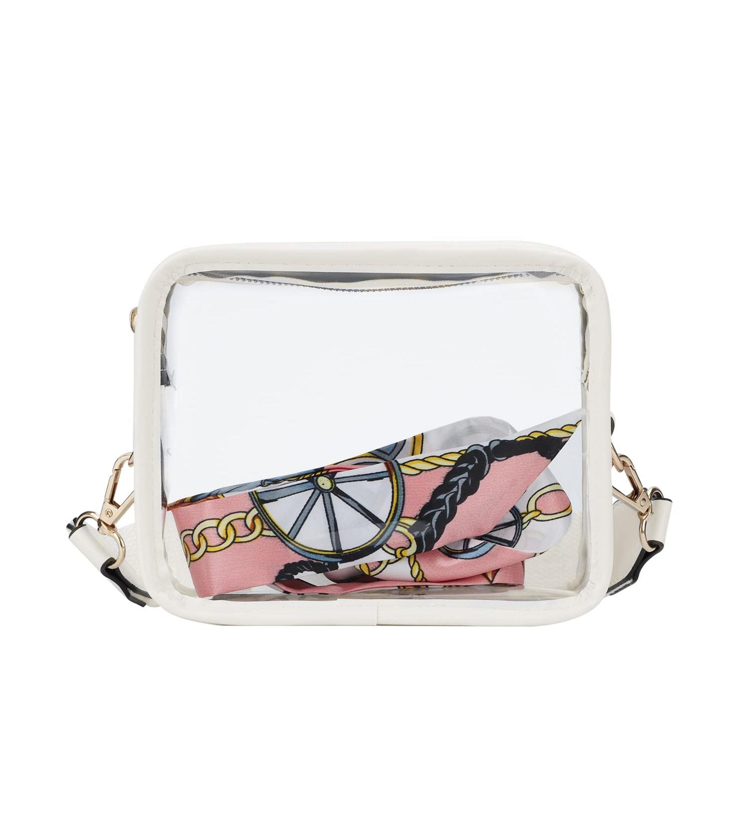 PVC Clear Crossbody Bag - Stadium Approved Shoulder Purse for Women - White - Buy Online on GoSupps.com