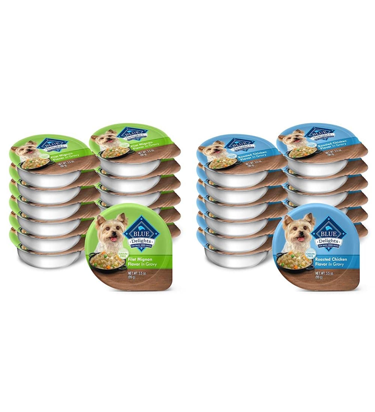 Blue Buffalo Delights & Divine Delights Natural Adult Small Breed Wet Dog Food Cups | Filet Mignon + Rotisserie Chicken Flavors Wet Dog + Dog Food (Pack of 12) Filet Mignon - Buy Online on GoSupps.com
