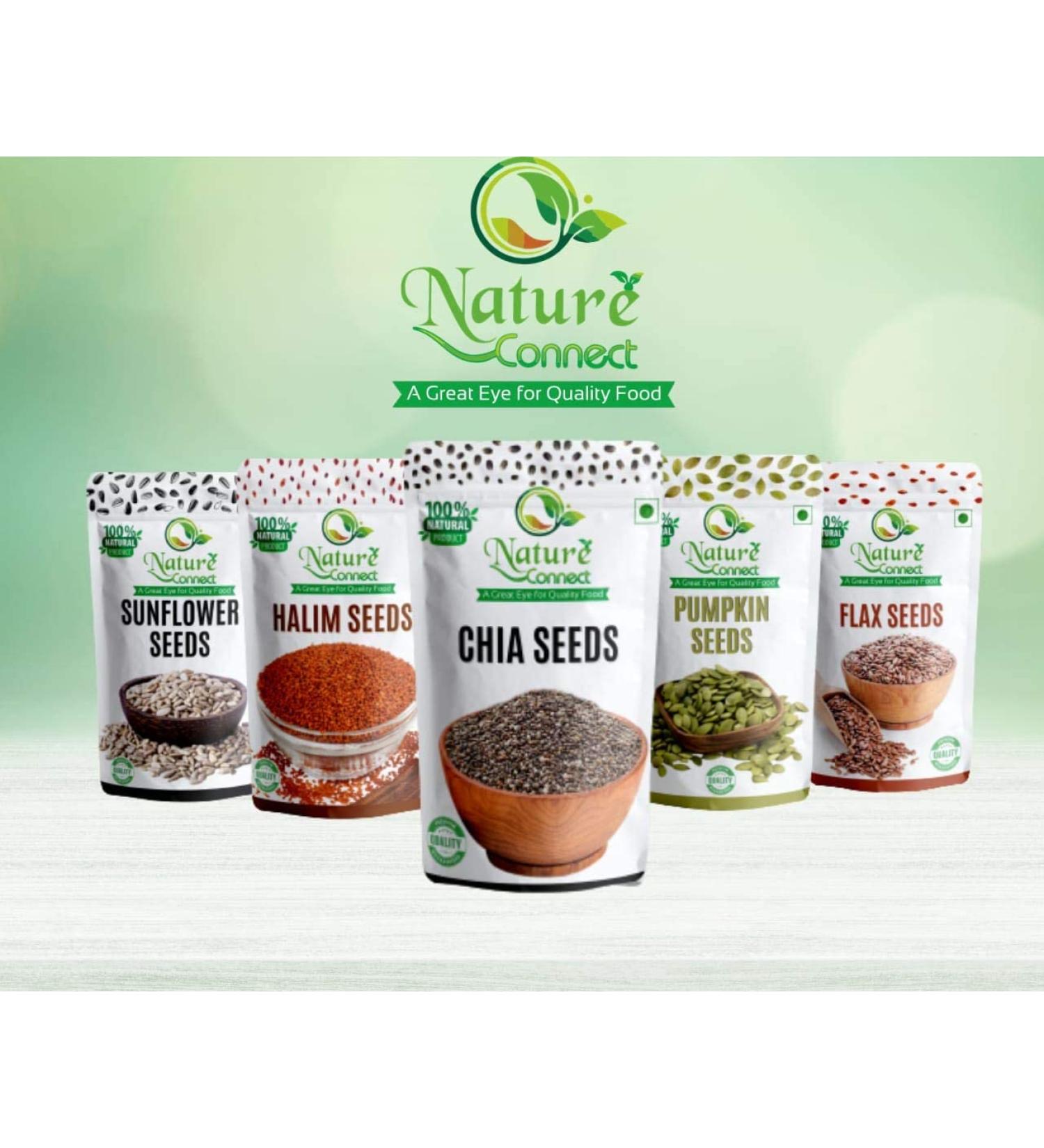 Nature Connect Raw Seeds Mix for Eating - 1kg -Chia Sunflower Pumpkin Flax & Watermelon (200g*5 Pack)_Packing May Vary - Buy Online on GoSupps.com
