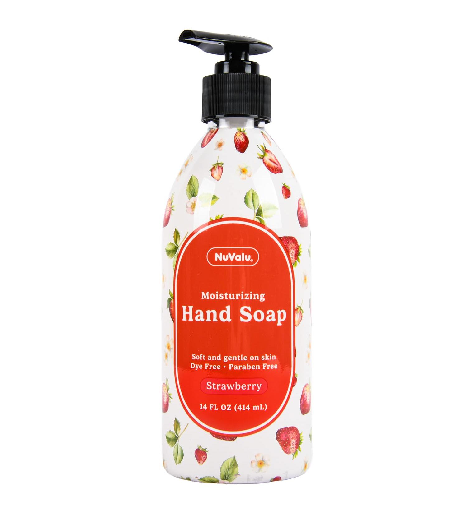 NuValu Liquid Hand Soap Strawberry Scent Moisturizing Hand Wash Gentle Formula for Soft and Clean Hands 14 oz Pump Bottle (1 pack) - Buy Online on GoSupps.com