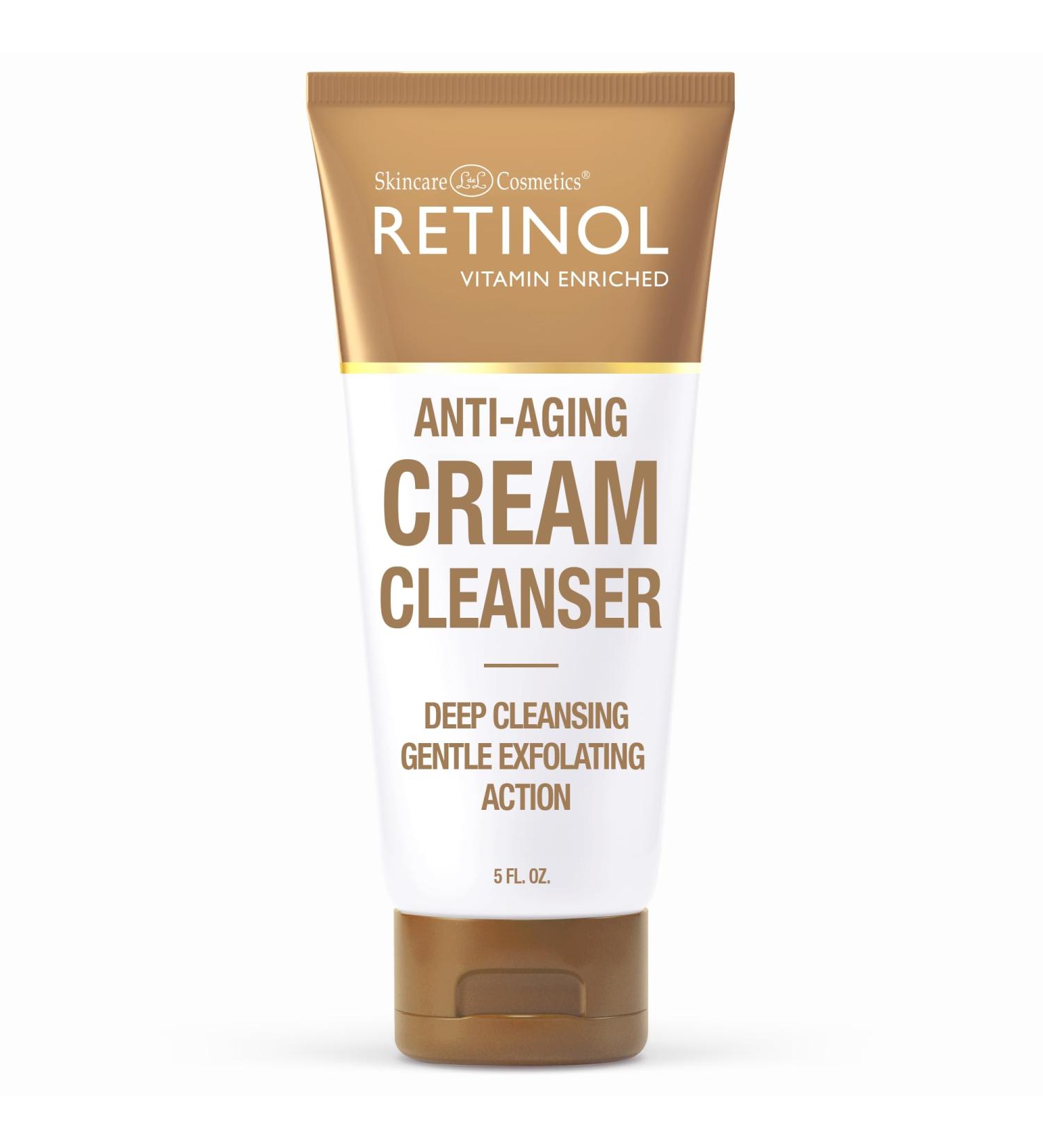Retinol Cream Cleanser - Anti-Aging Daily Face Wash | 5oz Exfoliating Moisturizer for Smoother Younger Skin - Buy Online on GoSupps.com