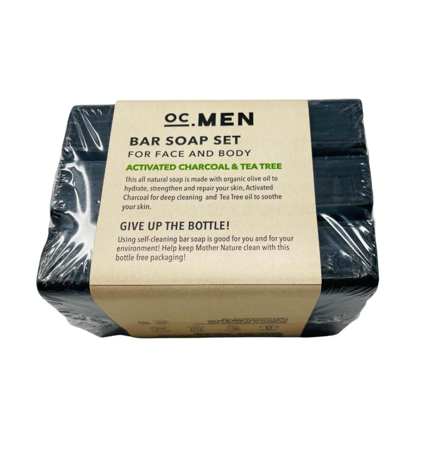 Soap Bar 3 Pack - Natural and Organic Bar Soap for Men Olive Oil Soap Triple Mill Soap Made in the USA (Charcoal and Tea Tree)