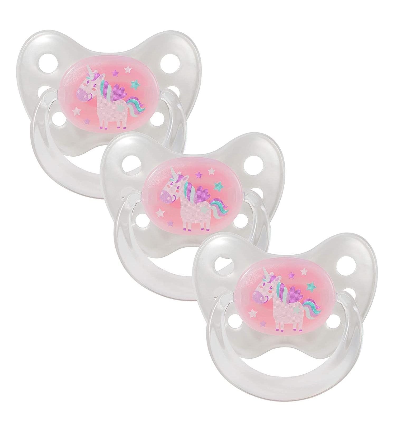 Dentistar Silikon Schnuller 3-Set | Size 1 (0-6 Months) | Tooth & Jaw-Friendly BPA-Free | Made in Germany | Unicorn Design - Buy Online on GoSupps.com