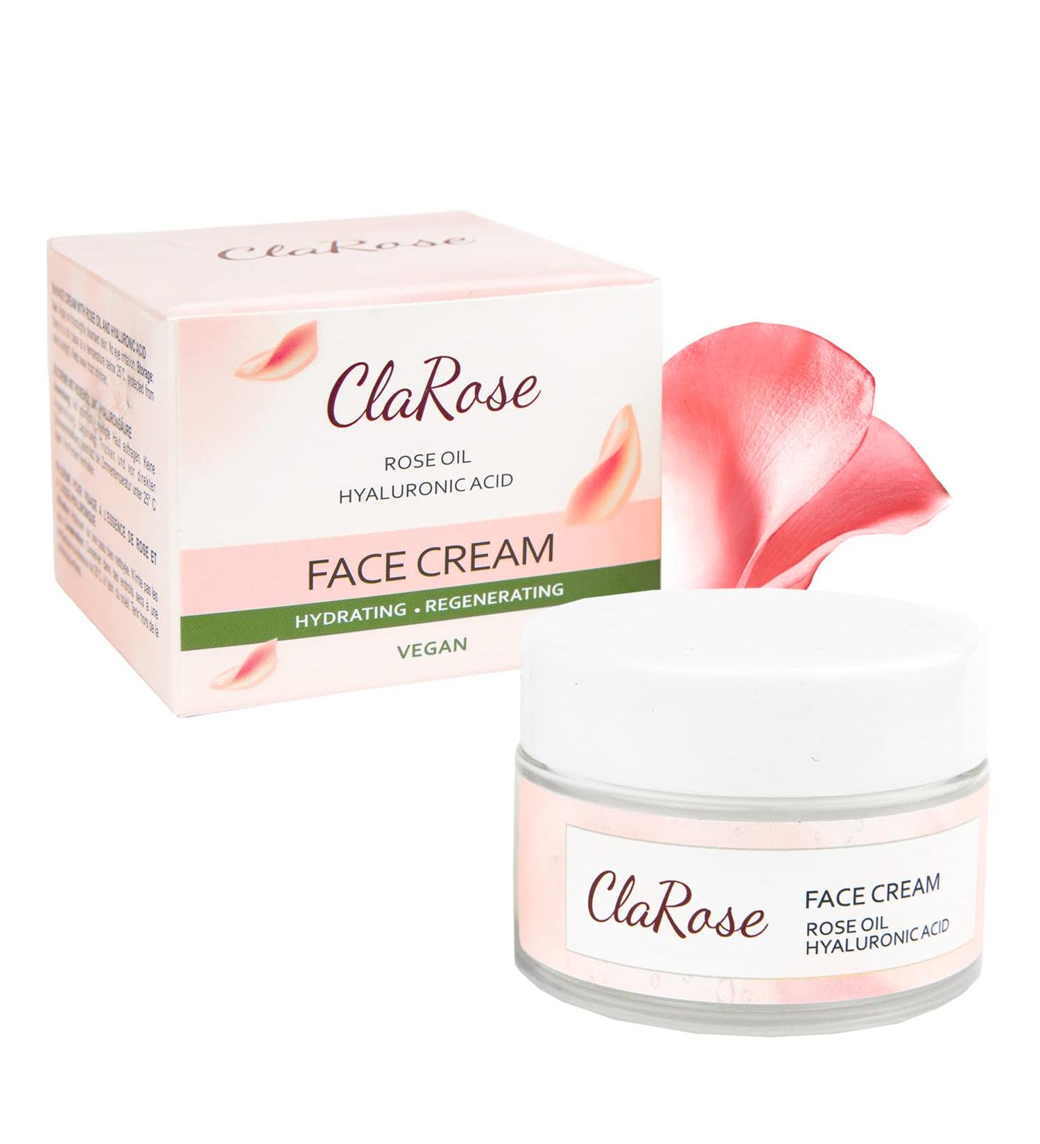 ClaRose Hyaluronic acid Anti-ageing Face Cream with 100% Natural & Organic Rose oil 50 ml - Buy Online on GoSupps.com