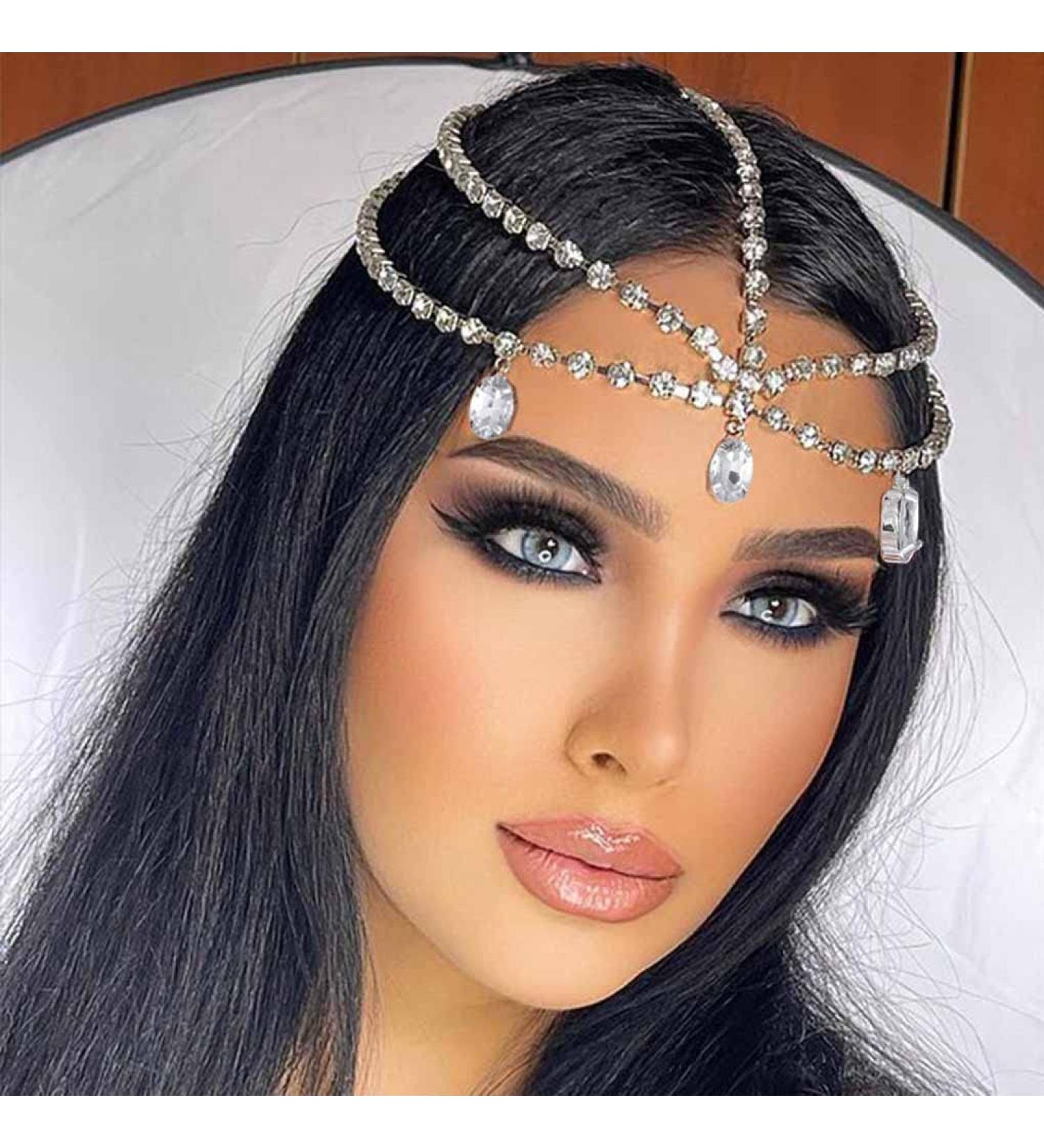 Yalice Rhinestone Layered Head Chain - Sparkly Bridal Headpieces for Women and Girls (Silver) - Buy Online on GoSupps.com