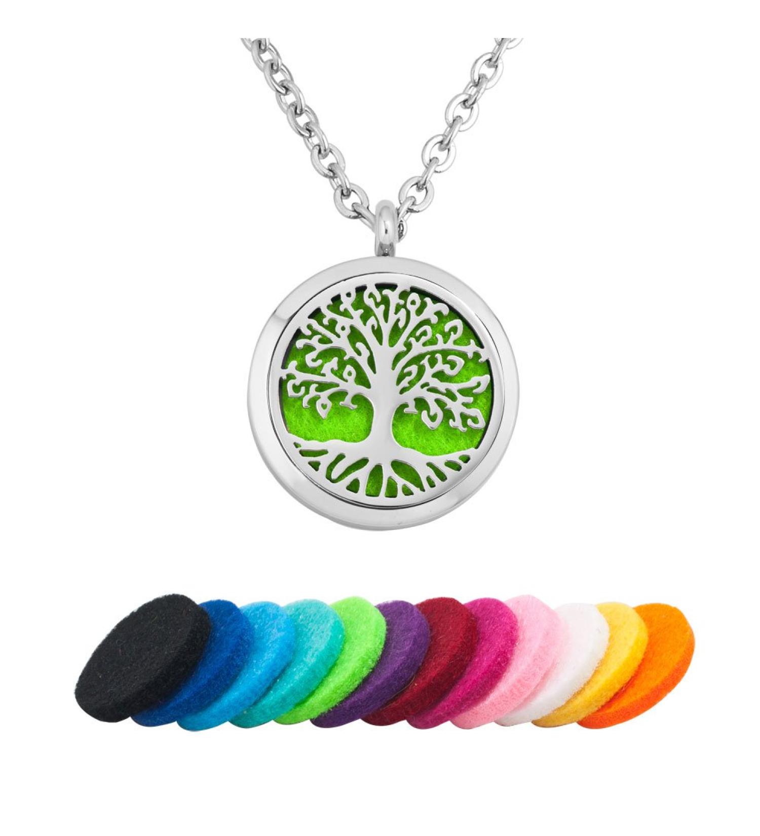 Family Tree of Life Necklace - Essential Oil Diffuser Aromatherapy Jewelry with 12 Refill Pads - Buy Online on GoSupps.com