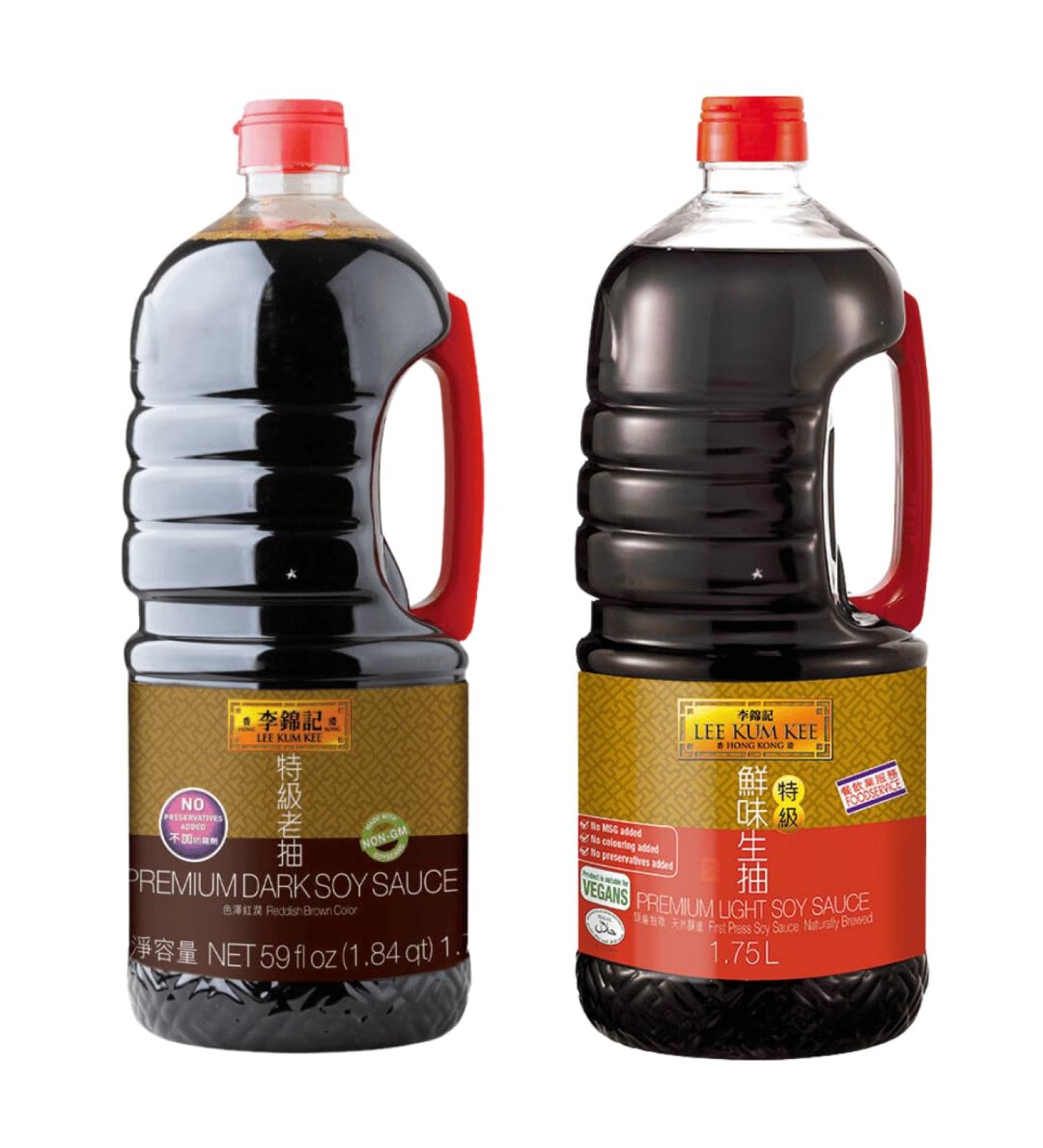 Lee Kum Kee Premium Light Soy Sauce & Dark Soy Sauce 1.75L for Catering (Pack of 2) HALAL & VEGANS - Buy Online on GoSupps.com