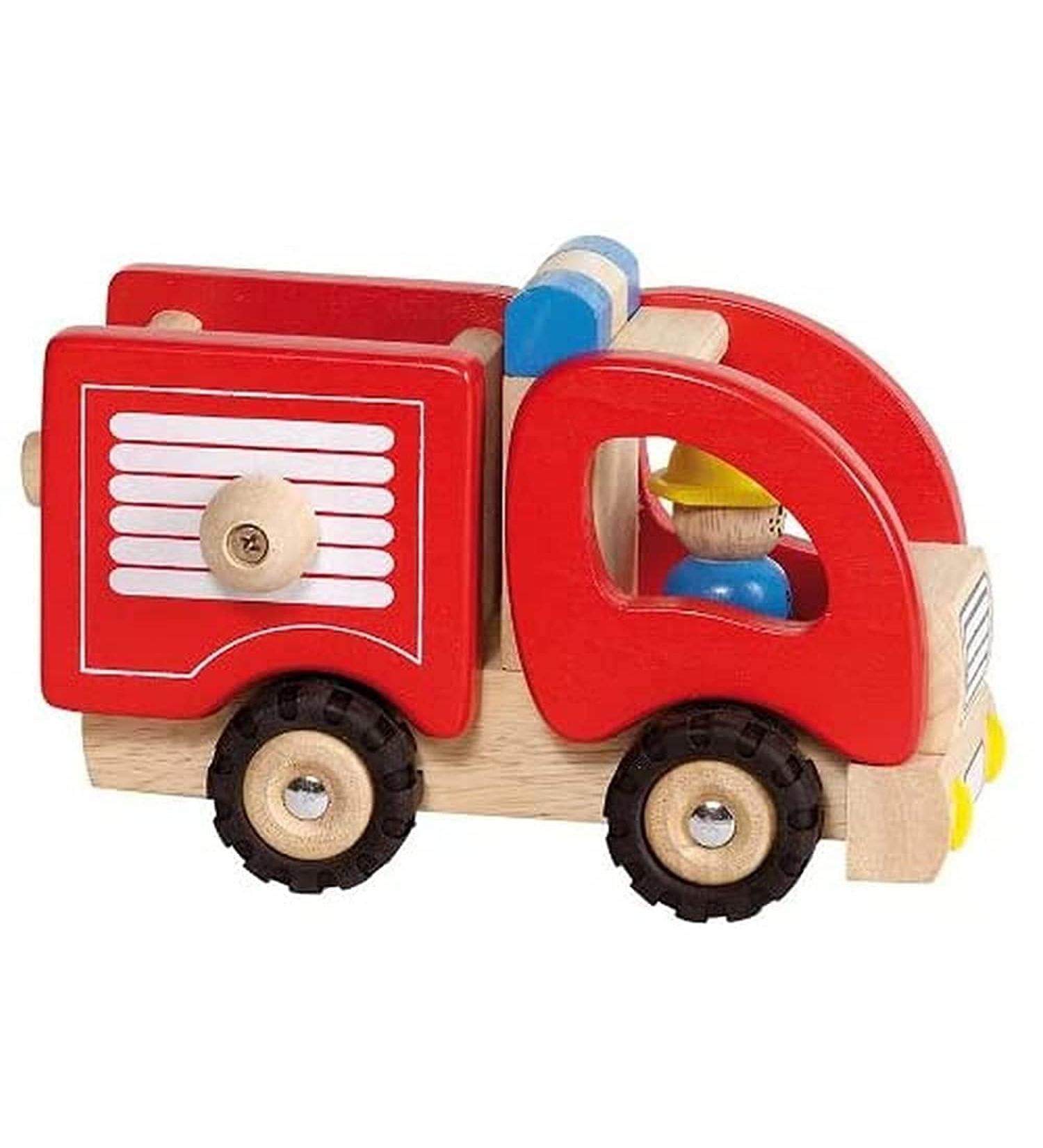 Goki 55927 Fire Brigade Red Fire Engine - International Shipping - Quality Wooden Toy for Kids - Buy Online on GoSupps.com