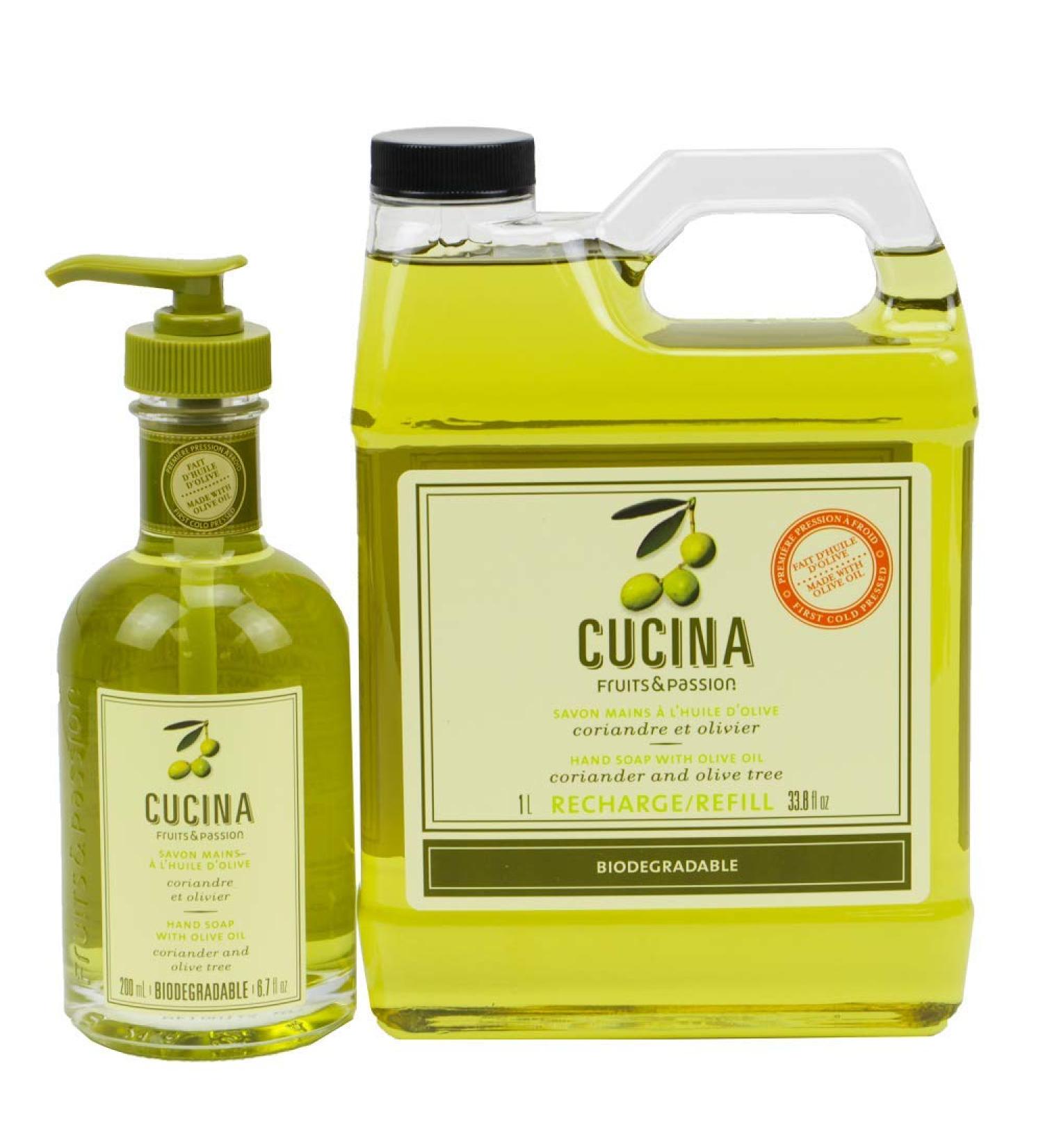 Cucina Hand Soap Set (Coriander and Olive Tree) - 200ml & 1L Refill - Buy Online on GoSupps.com