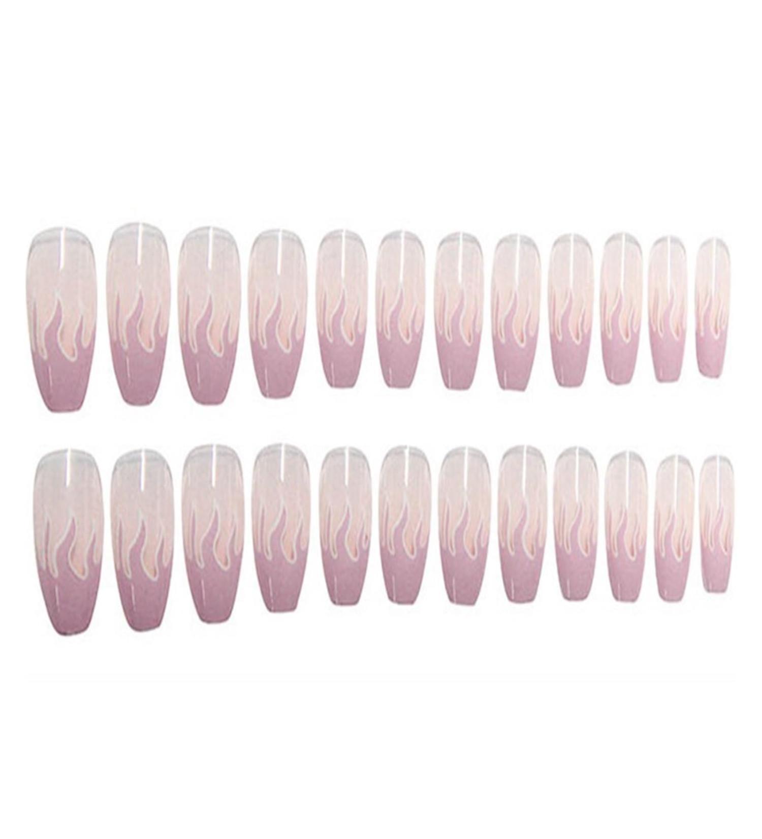 Nail art patches beautiful and fashionable nail patches finger decorations cosmetics and decorative supplies purple flame short ballet nails cat-eye taro fake nails medium ballet whitening hand Purple Flame Glue Type - Buy Online on GoSupps.com