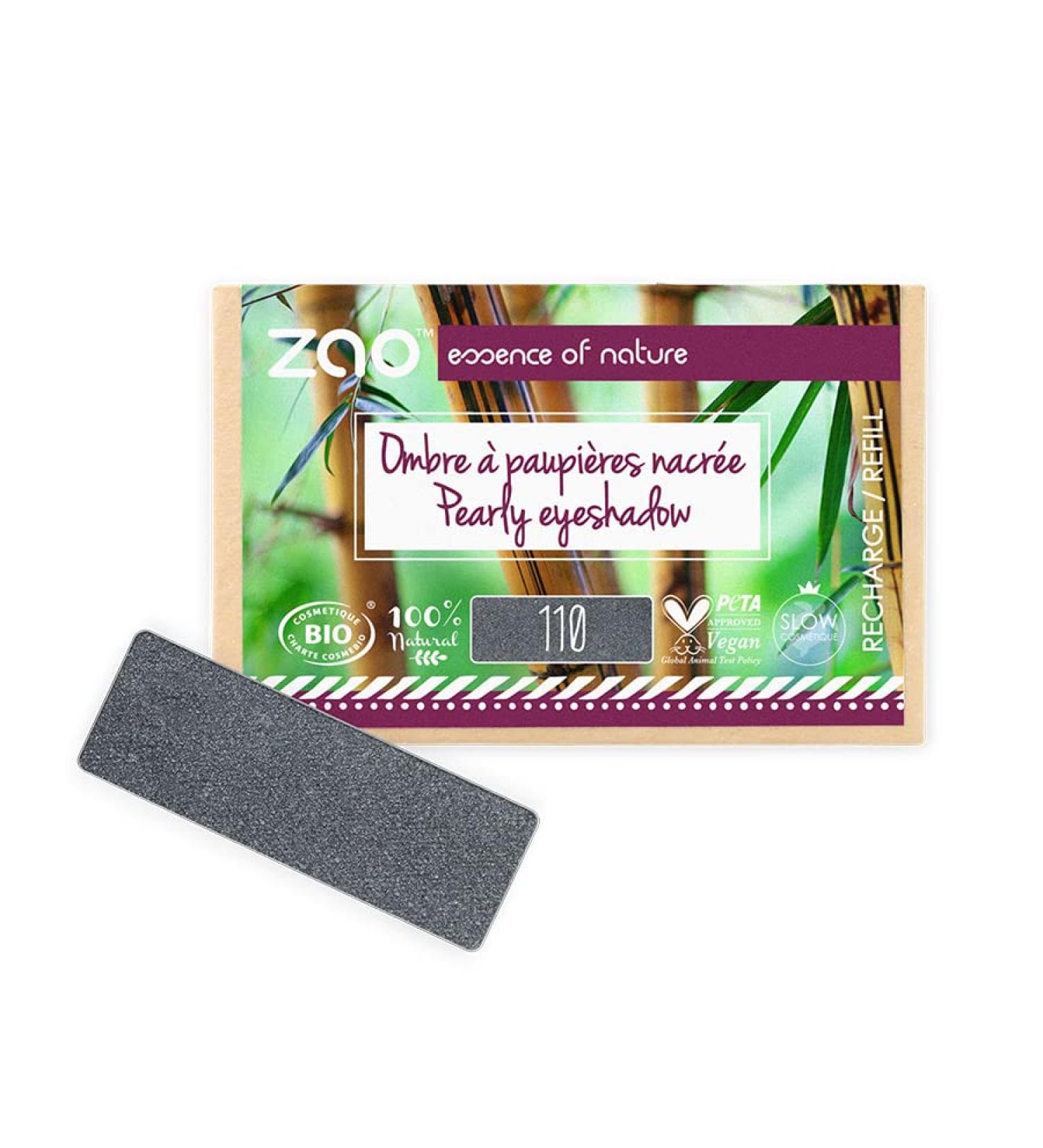 ZAO essence of nature - Pearly Rectangle Eyeshadow Refill 110 Metallic Grey - 1.3 gr