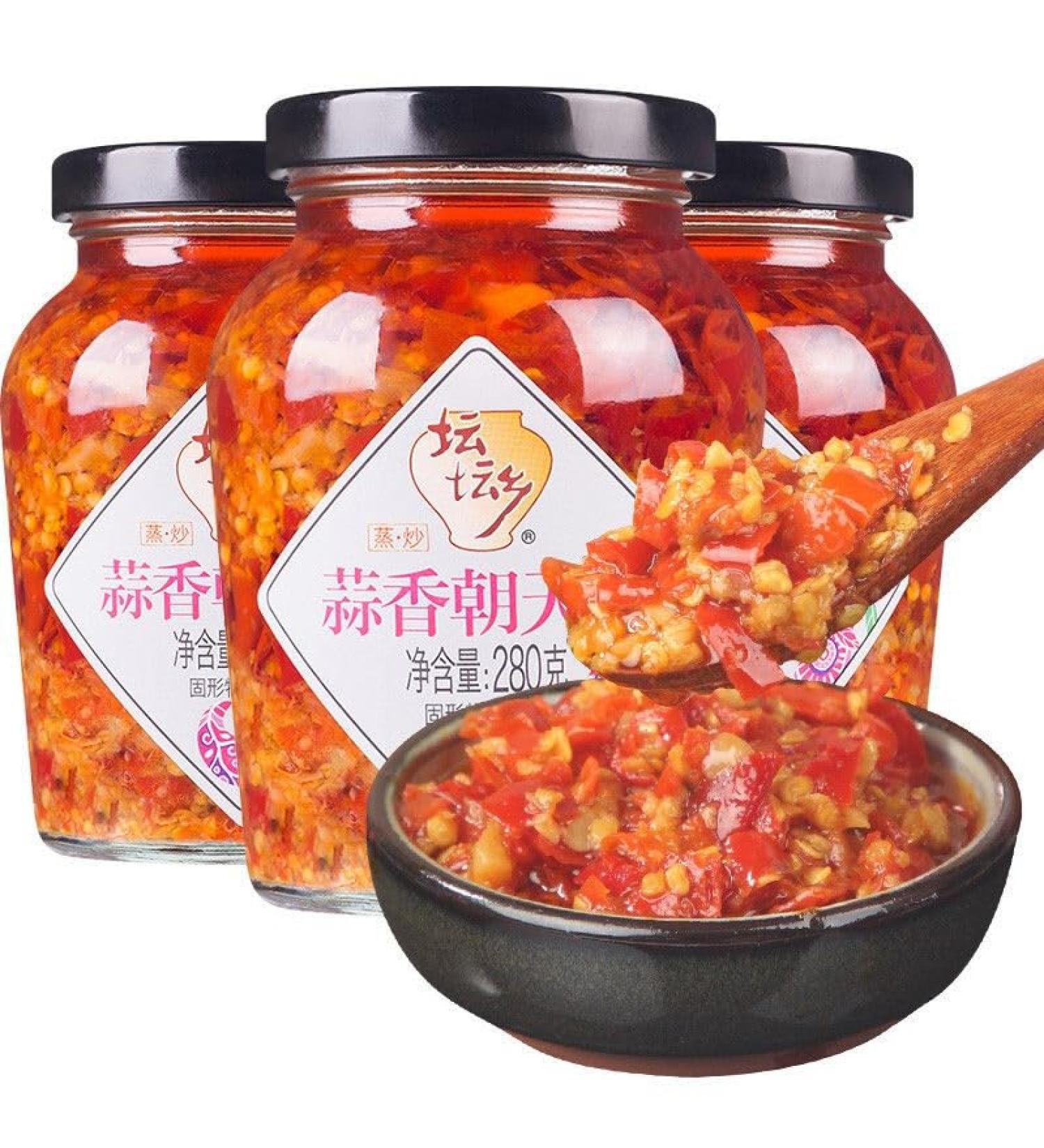 Garlic chili sauce(280g/can)dipping sauce noodles sauce fresh pickles seasonings Chinese special snacks delicious chili sauce Snack Gifts (Garlic flavored Chaotian pepper 1can) Garlic flavored Chaotian pepper 1can - Buy Online on GoSupps.com