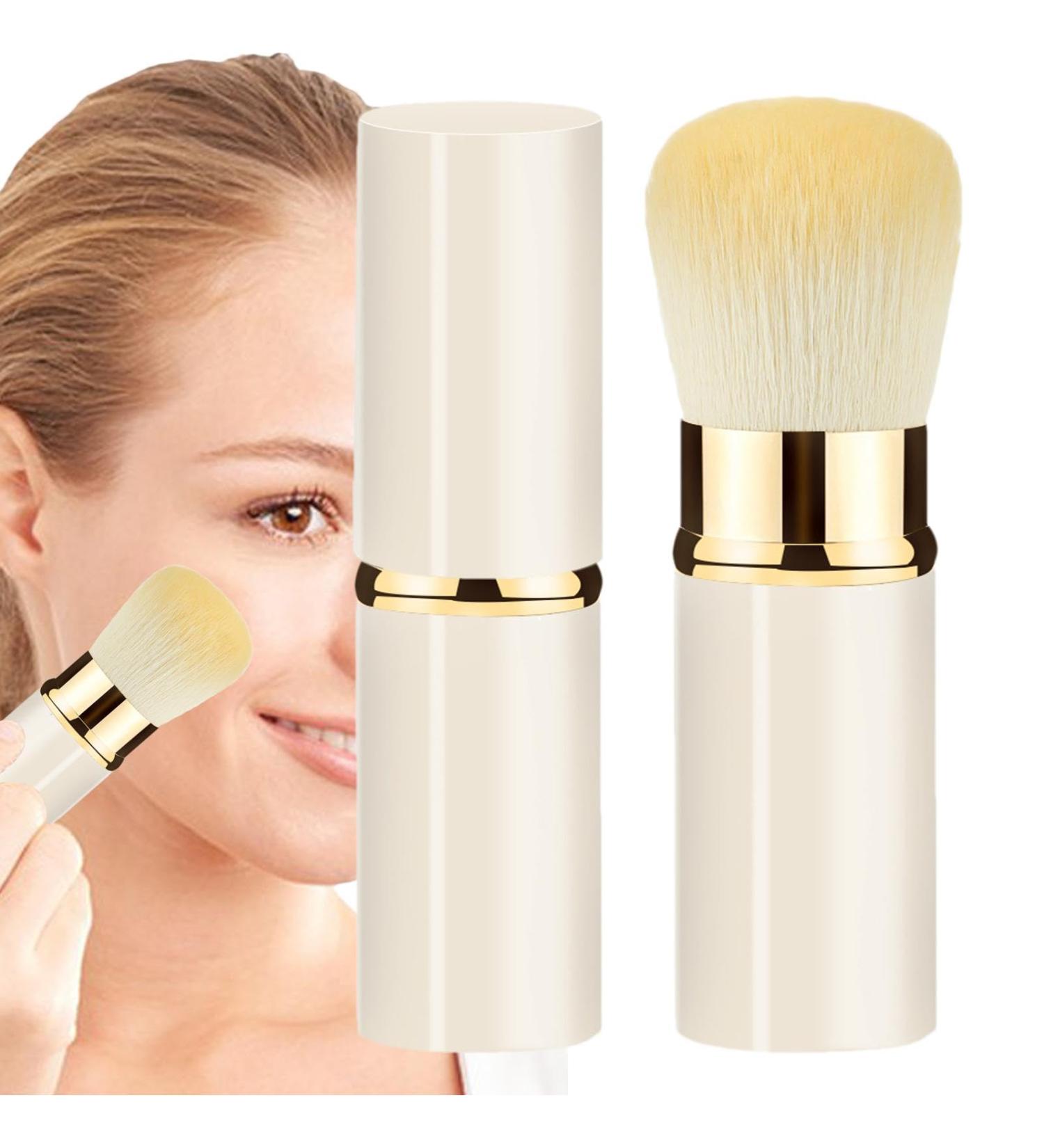 Retractable Makeup Brush Travel Telescopic Cosmetics Brushes - Soft Face Makeup Brushes Beginner Friendly Powder Brush for Foundation White - Buy Online on GoSupps.com