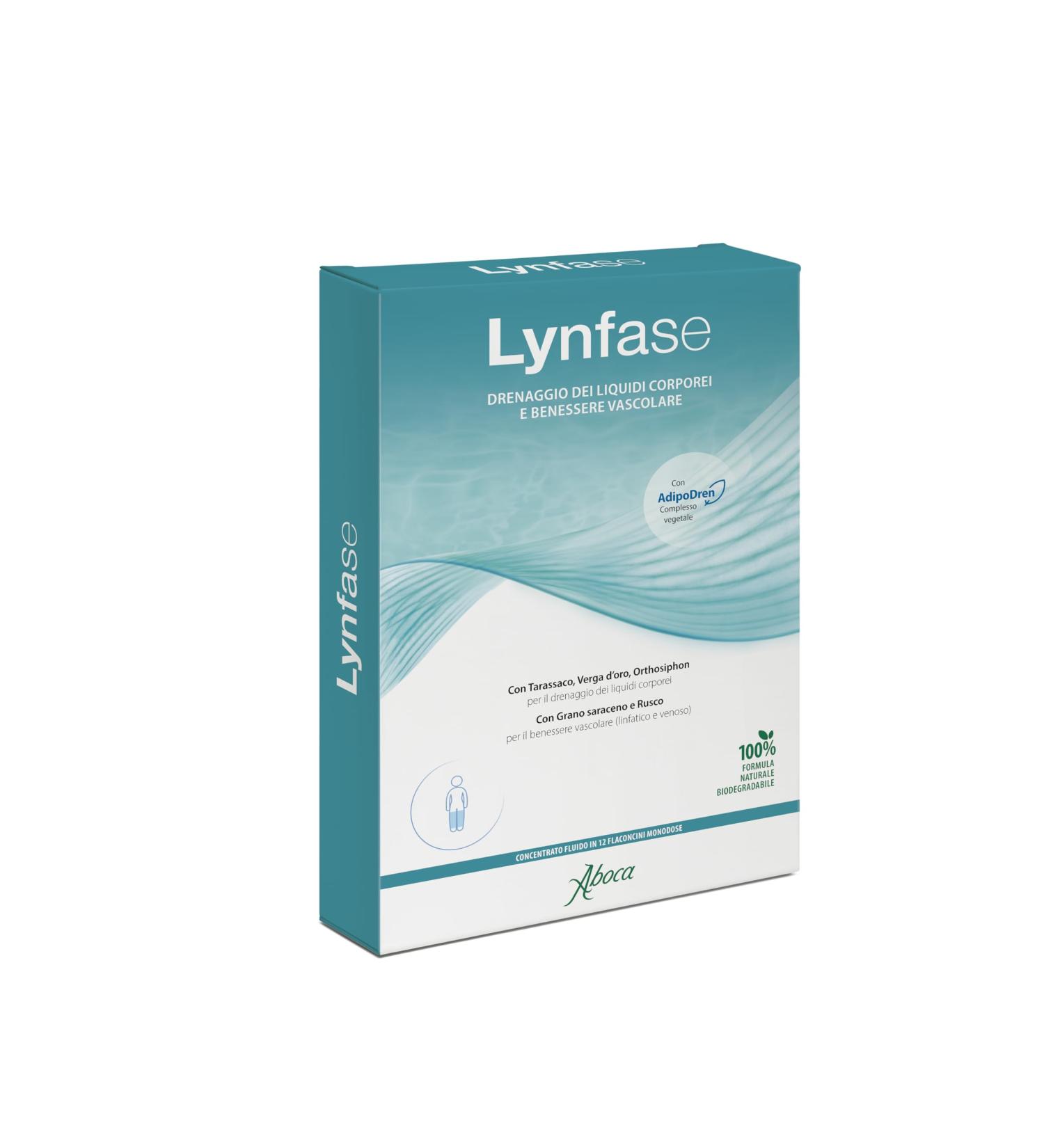 Aboca Lynphase Liquid concentrate 12 bottles for single dose drainage of body fluids and vascular wellbeing with dandelion gold dang orthosiphon buckwheat and Russian - Buy Online on GoSupps.com