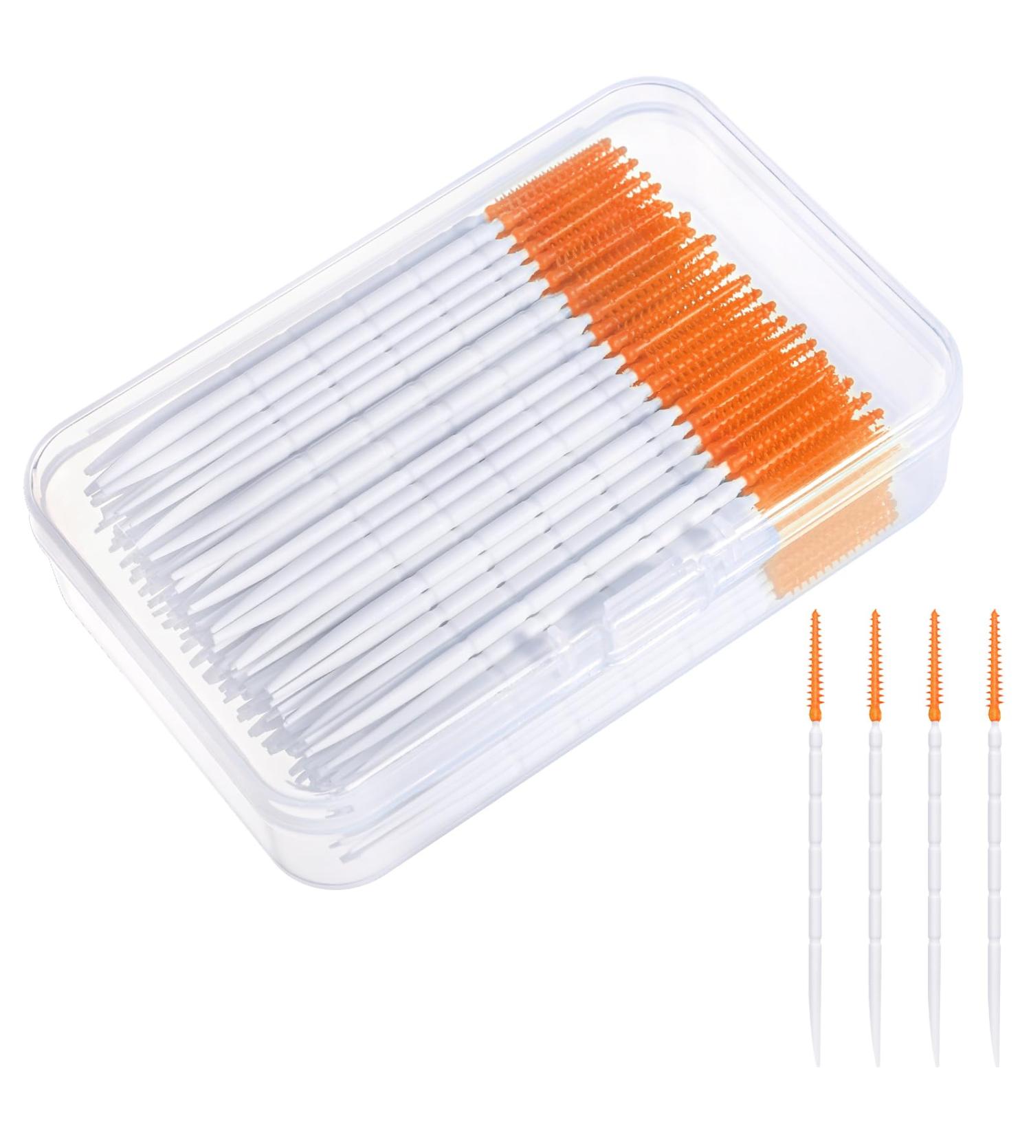 200 Pieces Silicone Interdental Brushes - Soft Dental Brushes with Box | Portable Dual-House Floss Sticks for Effective Tooth Cleaning (Orange) - Buy Online on GoSupps.com