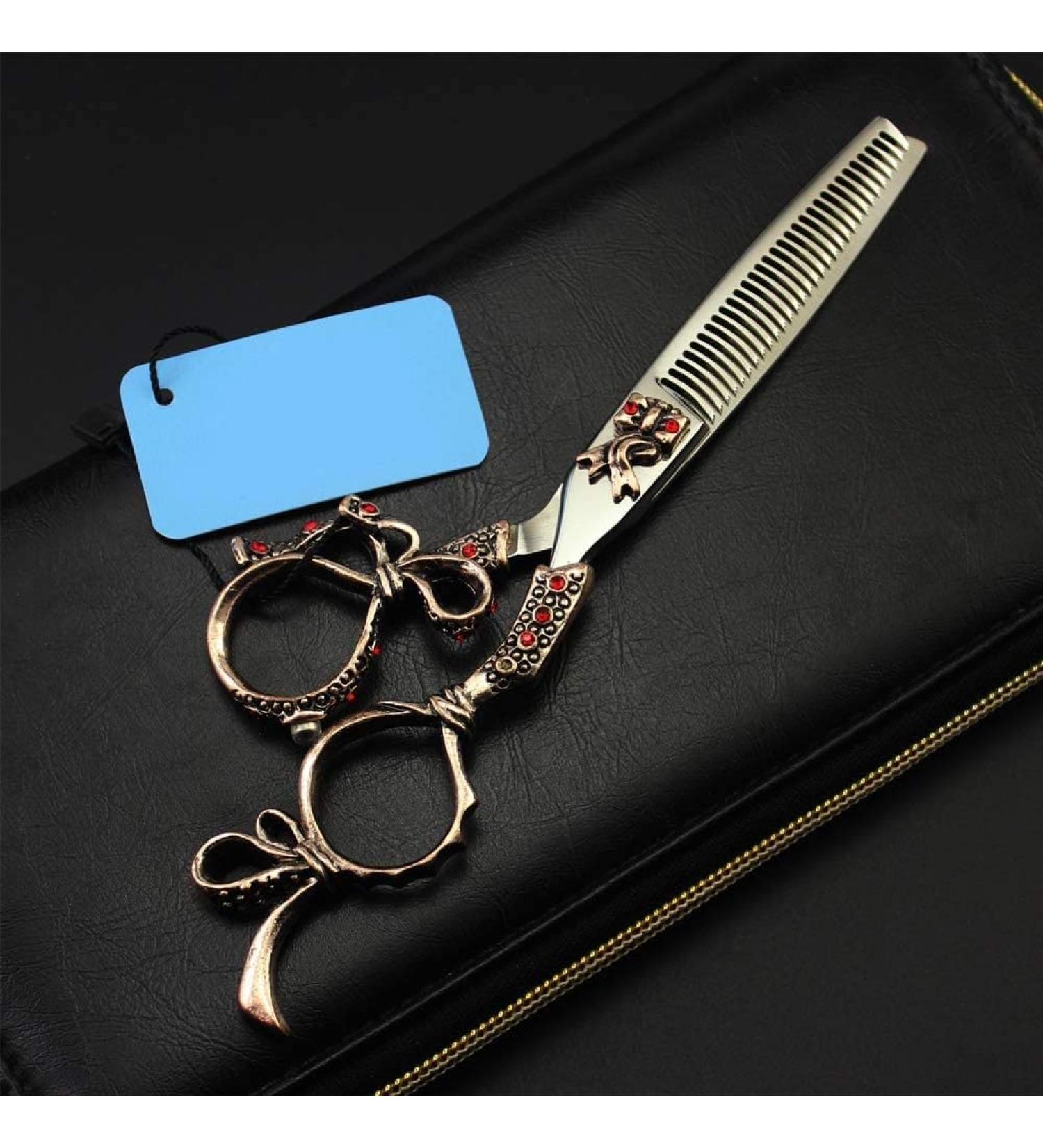 Retro Barber Scissors Luxury Hair Scissors Professional Barber Salon Scissors Professional Hairdressing Scissors Hair Scissors Set Tooth cut 6 inch J