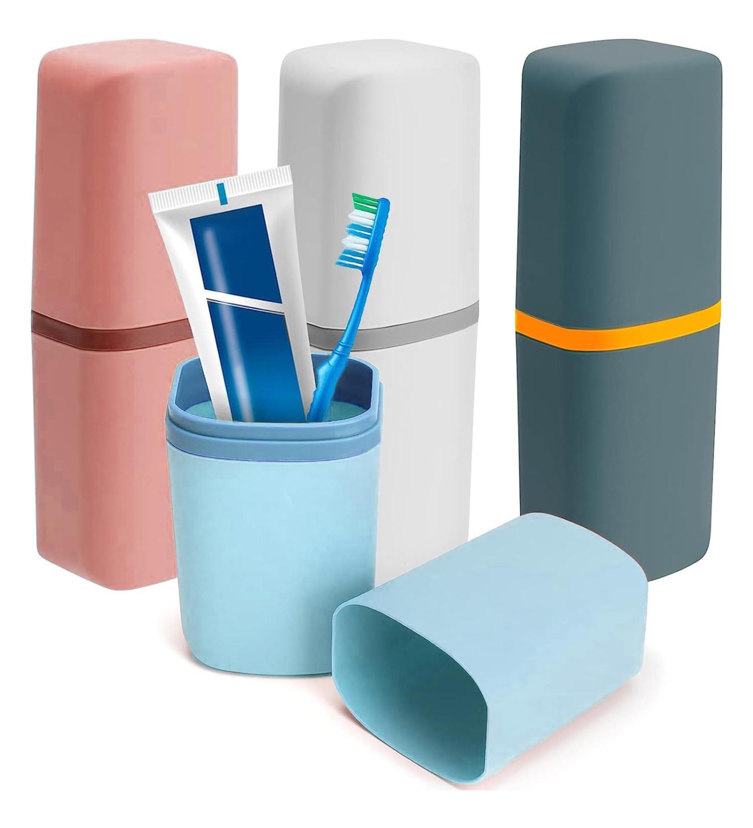 Travel Toothbrush Cups Set - 4 Portable Toothbrush Containers for Home & Travel | Ideal for Business Trips - Buy Online on GoSupps.com
