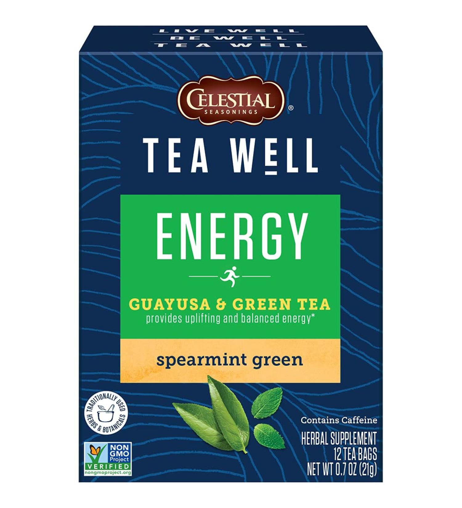 Celestial Seasonings Energy Guayusa & Green Tea with Spearmint - 12 Tea Bags (0.7 oz) - Buy Online on GoSupps.com