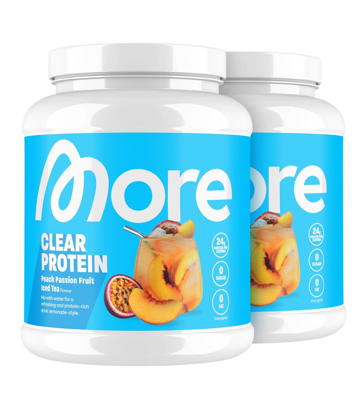 MORE NUTRITION Clear Whey Peach Passionfruit Ice Tea 2x600g - Buy Now for International Shipping! - Buy Online on GoSupps.com