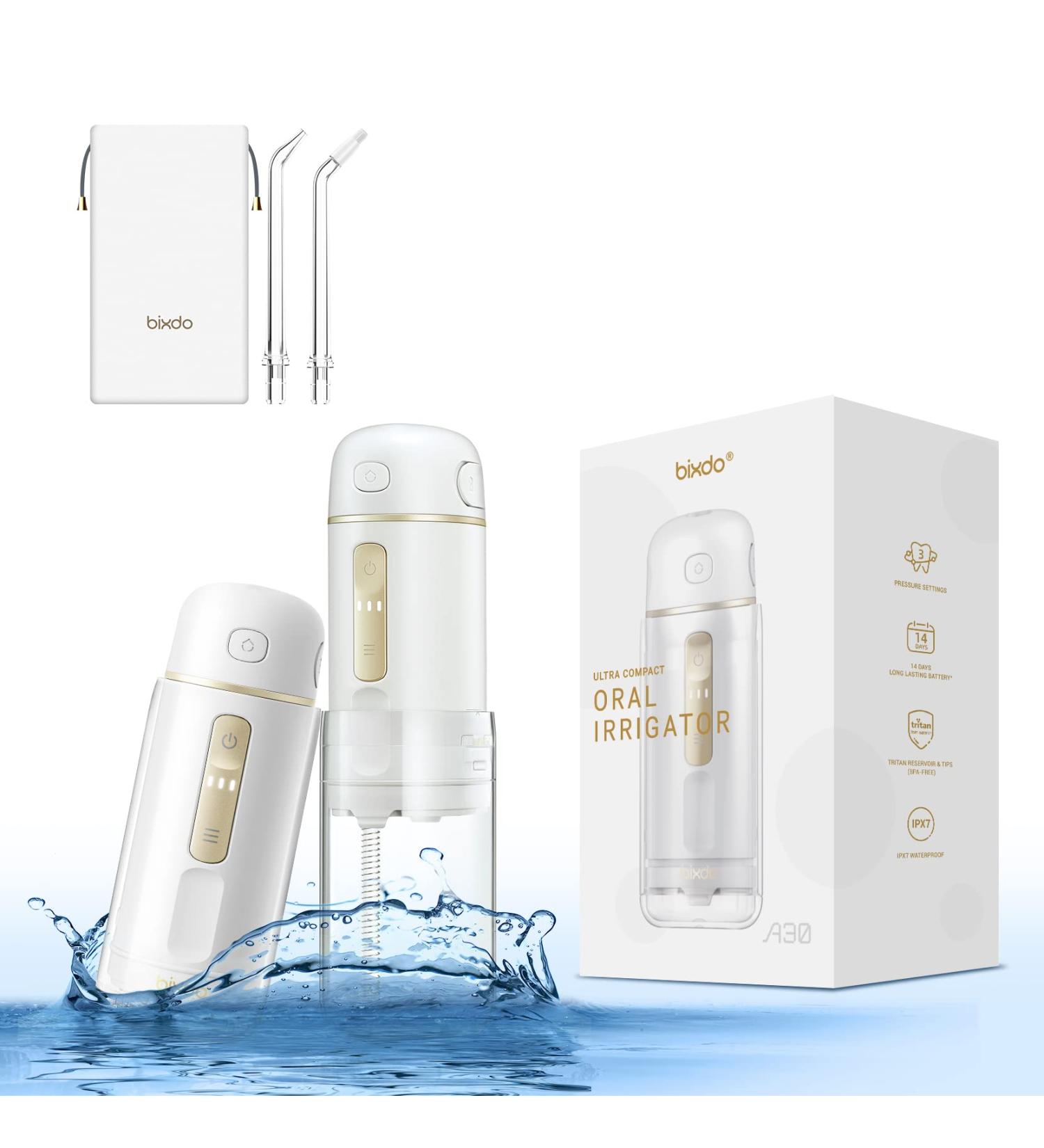 BIXDO Retractable Water Dental Flosser | Portable Cordless Oral Irrigator | 3 Pressure Modes | IPX7 Waterproof | Rechargeable for Gum & Orthodontic Care | Home & Travel Friendly - Buy Online on GoSupps.com