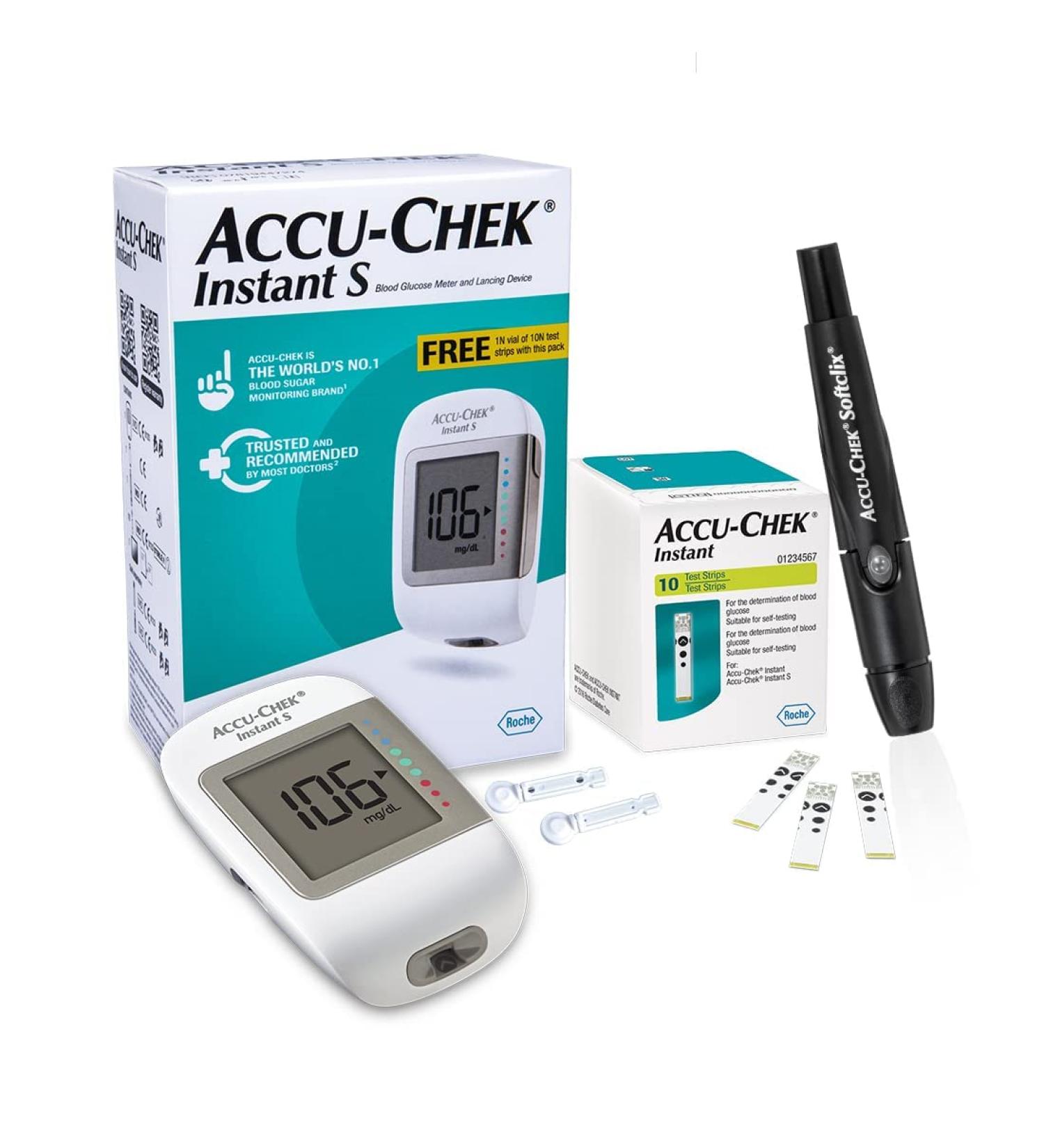 Instant S Glucometer with 50 Strips: Accurate Blood Glucose Monitoring - Buy Online on GoSupps.com
