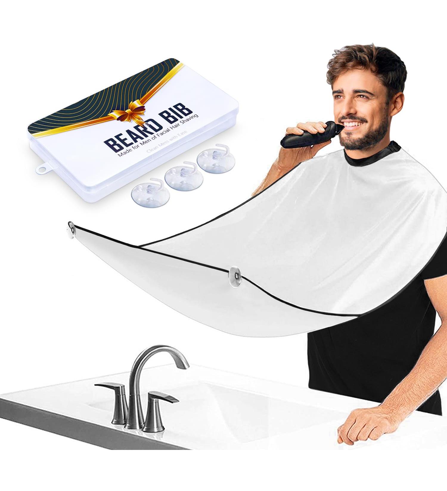Leaflai Beard Apron - Waterproof Beard Bib with Suction Cups | Ultimate Beard Care Gift for Men in White - Buy Online on GoSupps.com
