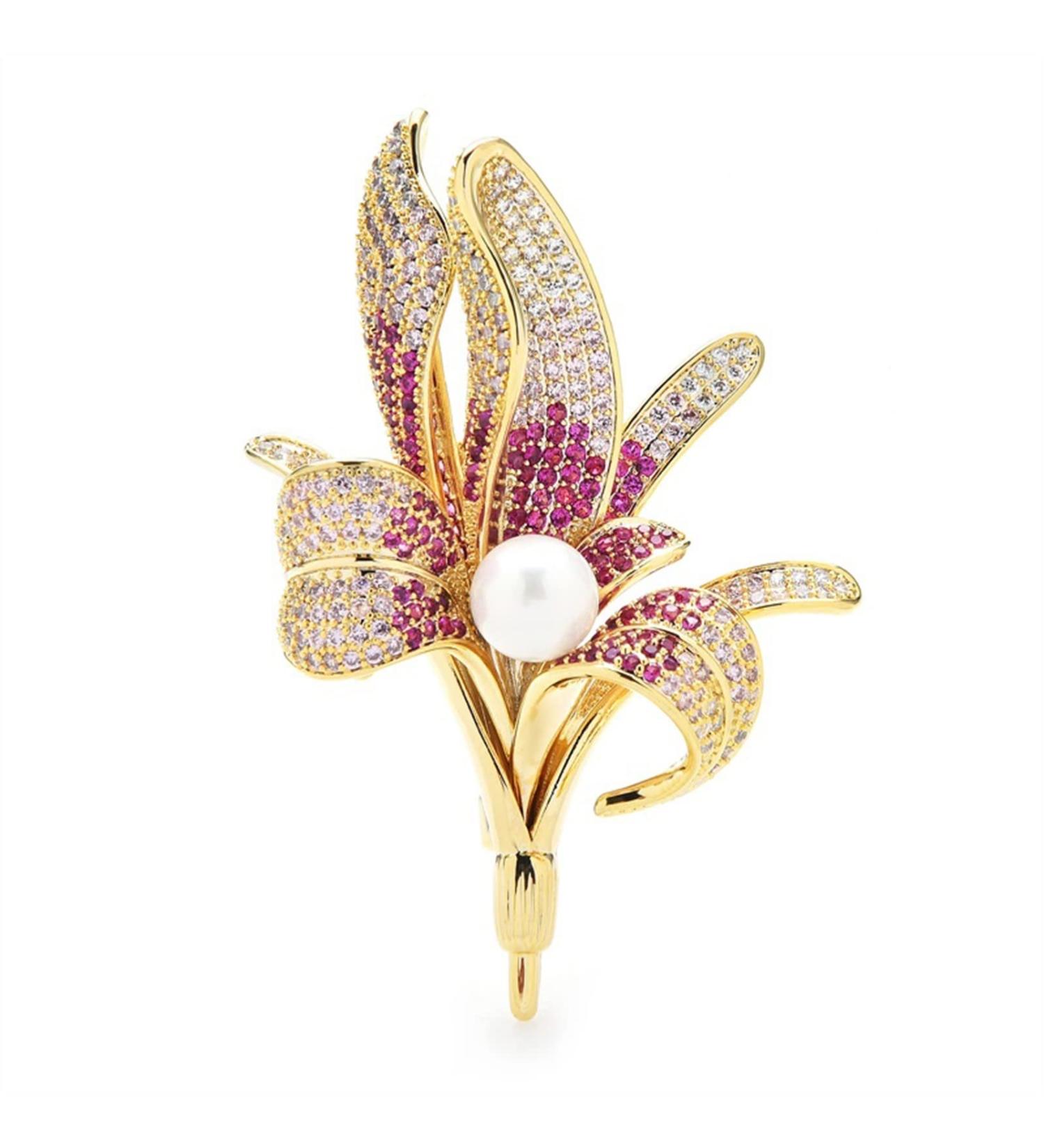 Pin Jewelry Gifts for Women Ladies Elegant Sparkle Crystal Lily Flower Brooch Wedding Party Brooch Flower Shape Brooch Ladies Fashion Accessories Brooches & Pins - Buy Online on GoSupps.com