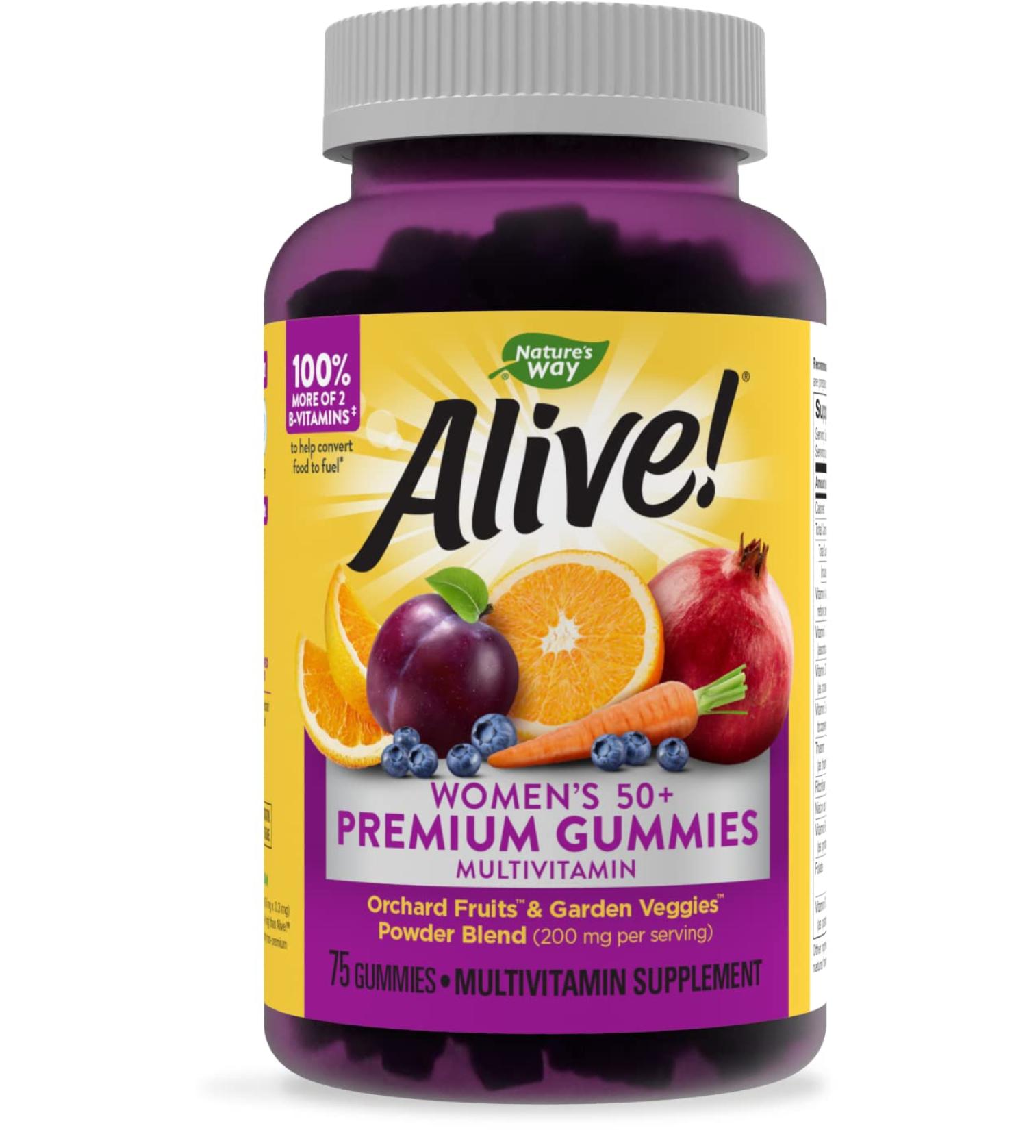 Nature's Way Alive! Women's 50+ Gummy Multivitamin - 75 Count with Full B Vitamin Complex - Buy Online on GoSupps.com