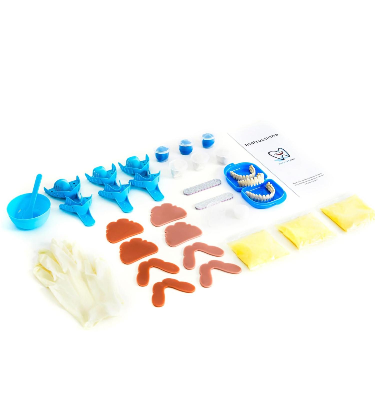 DENTUREWAY DIY Denture Kit with Impression(3 Sets of False Teeth) Do-It-Yourself Denture Solution DIY Partial Denture kit DIY Denture (White) - Buy Online on GoSupps.com