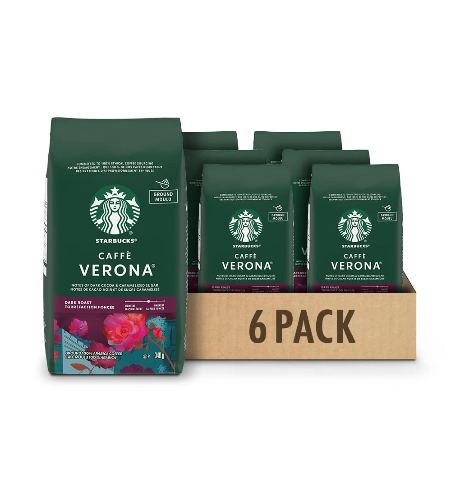 Starbucks Caff Verona Ground Coffee 340 Grams (pack of 6) Caff Verona 2040 Grams Caff Verona 6 - Buy Online on GoSupps.com