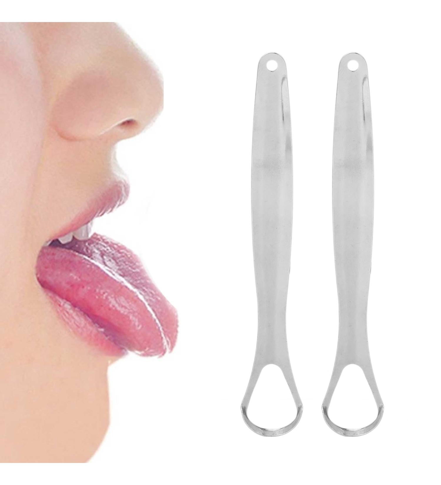 2-Piece Portable Stainless Steel Tongue Scrapers for Adults - Reusable Breath Freshener - Buy Online on GoSupps.com