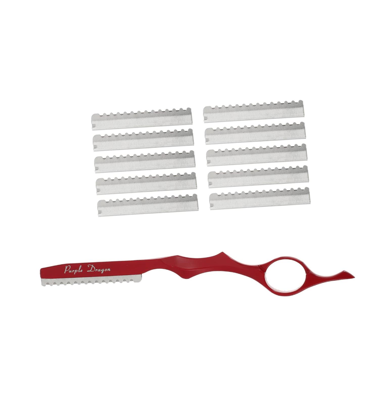 Minkissy 11-Part Hair Cutting Tool Holder Set - Premium Hair Razors & Thinning Tools - 17.5x2cm Red - International Shipping Available - Buy Online on GoSupps.com