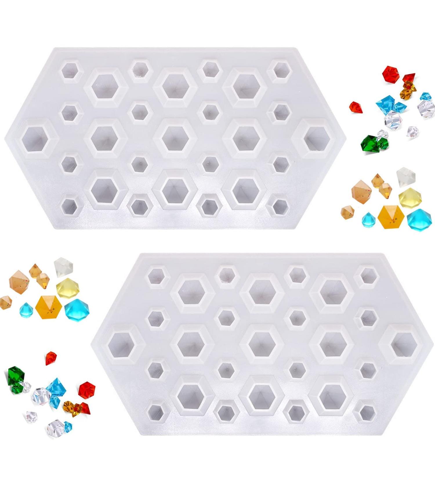 Diamond Gem Silicone Mold - 27 Cavity Clear Silicone Mold for Clay, Resin, Epoxy Crafting Projects - 2PCS Set - Buy Online on GoSupps.com
